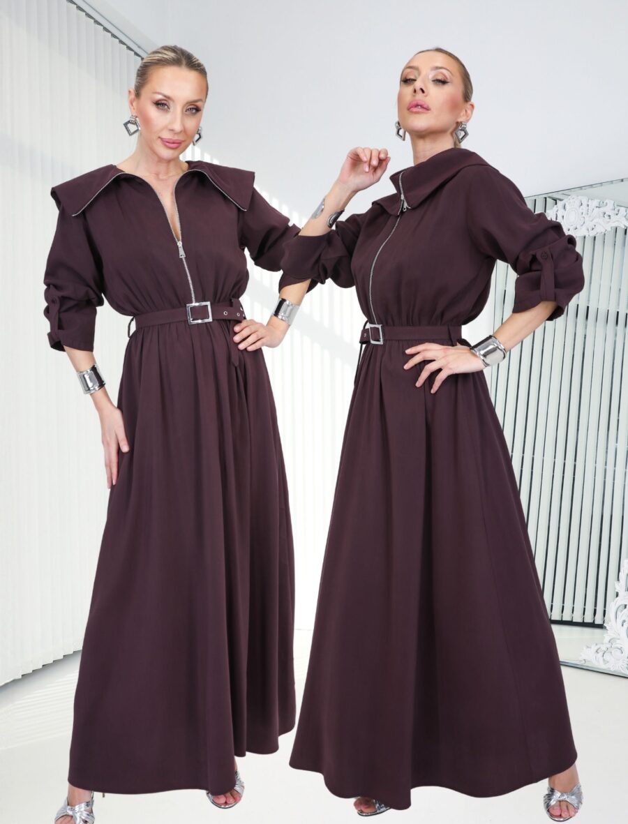 Mürdüm Fermuar Cremallera Elbise