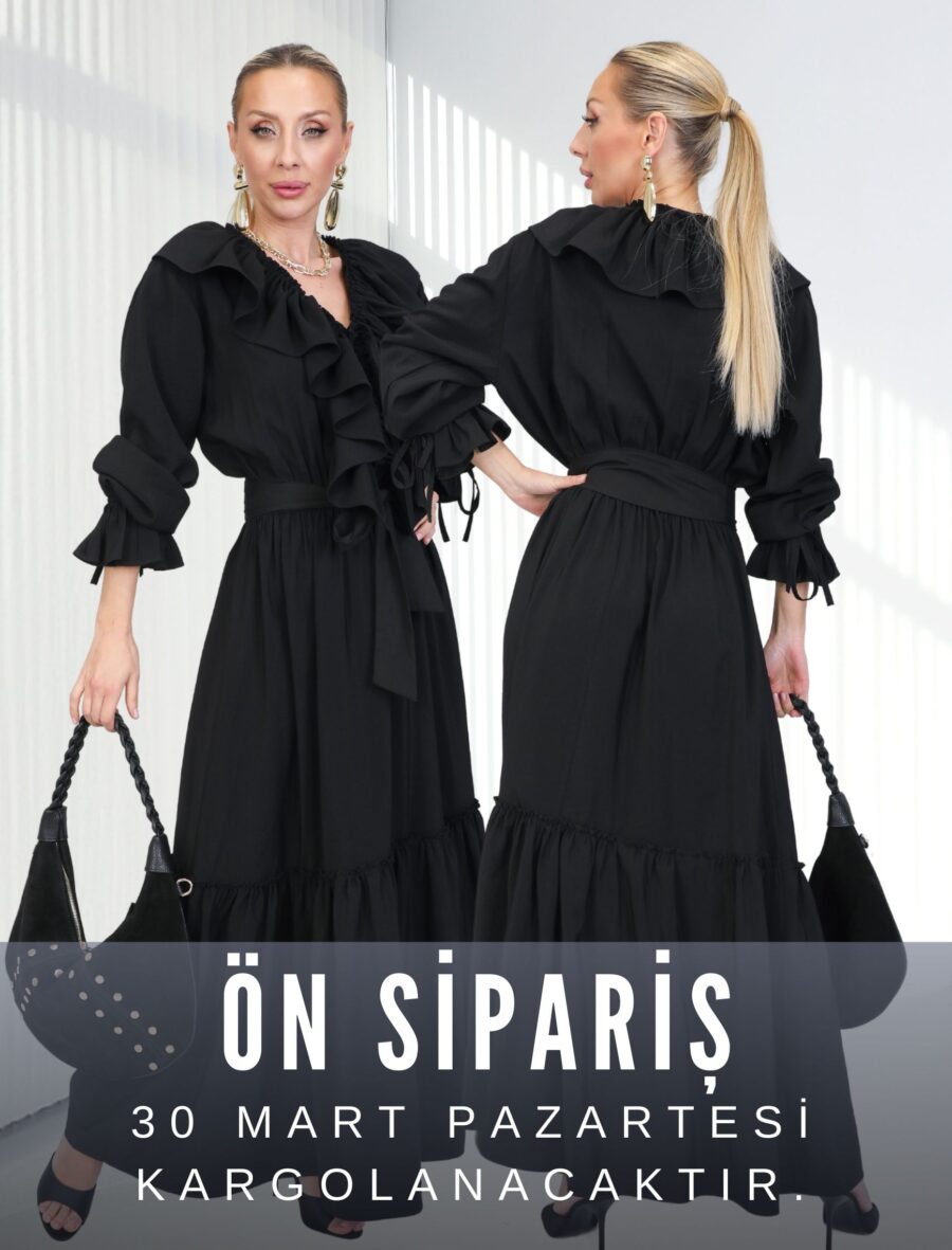 Siyah Ornella Elbise