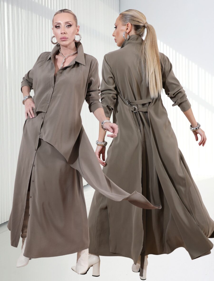 Haki Vestido Gömlek Elbise