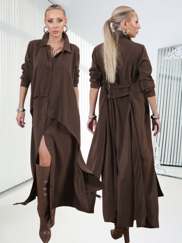 Kahverengi  Vestido Gömlek Elbise