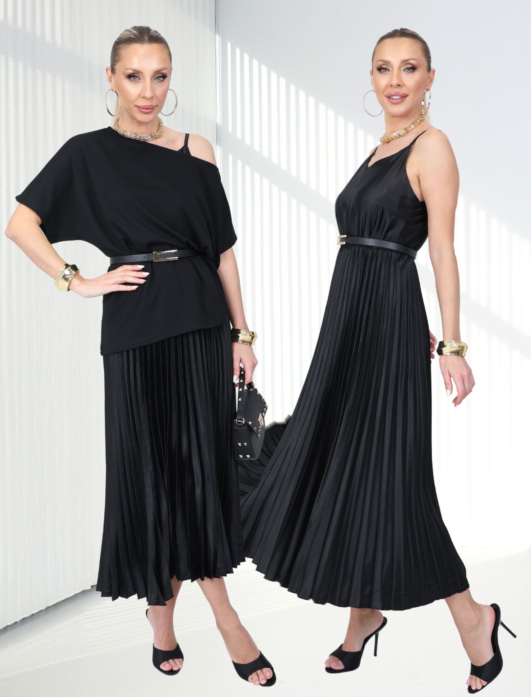 Siyah Carmen İkili Elbise