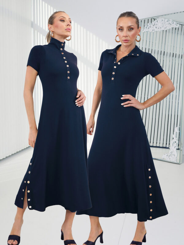 İndigo Çıtçıt Kısa Kol Alora Elbise