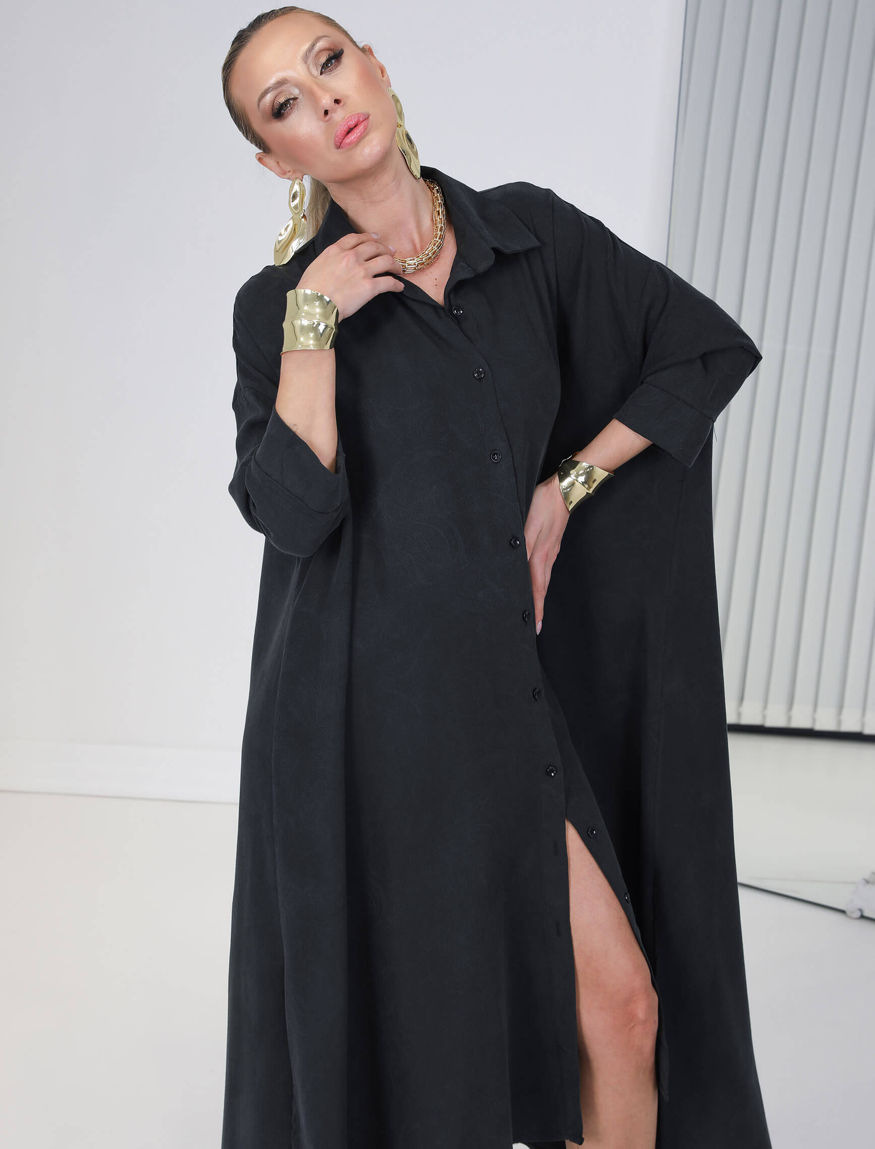 Siyah Şal Desenli Norma Tunik - Elbise - Görsel 4