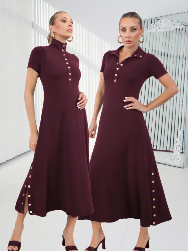 Mürdüm Çıtçıt Kısa Kol Alora Elbise