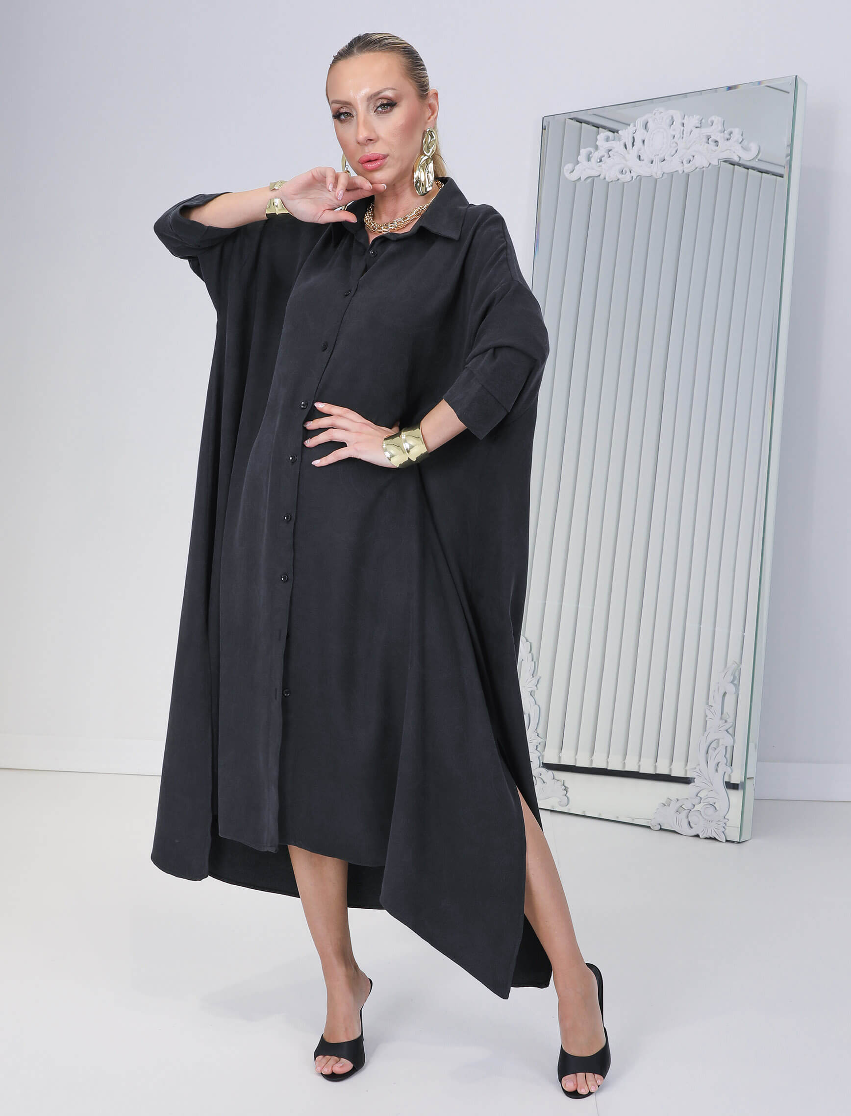 Siyah Şal Desenli Norma Tunik - Elbise - Görsel 2