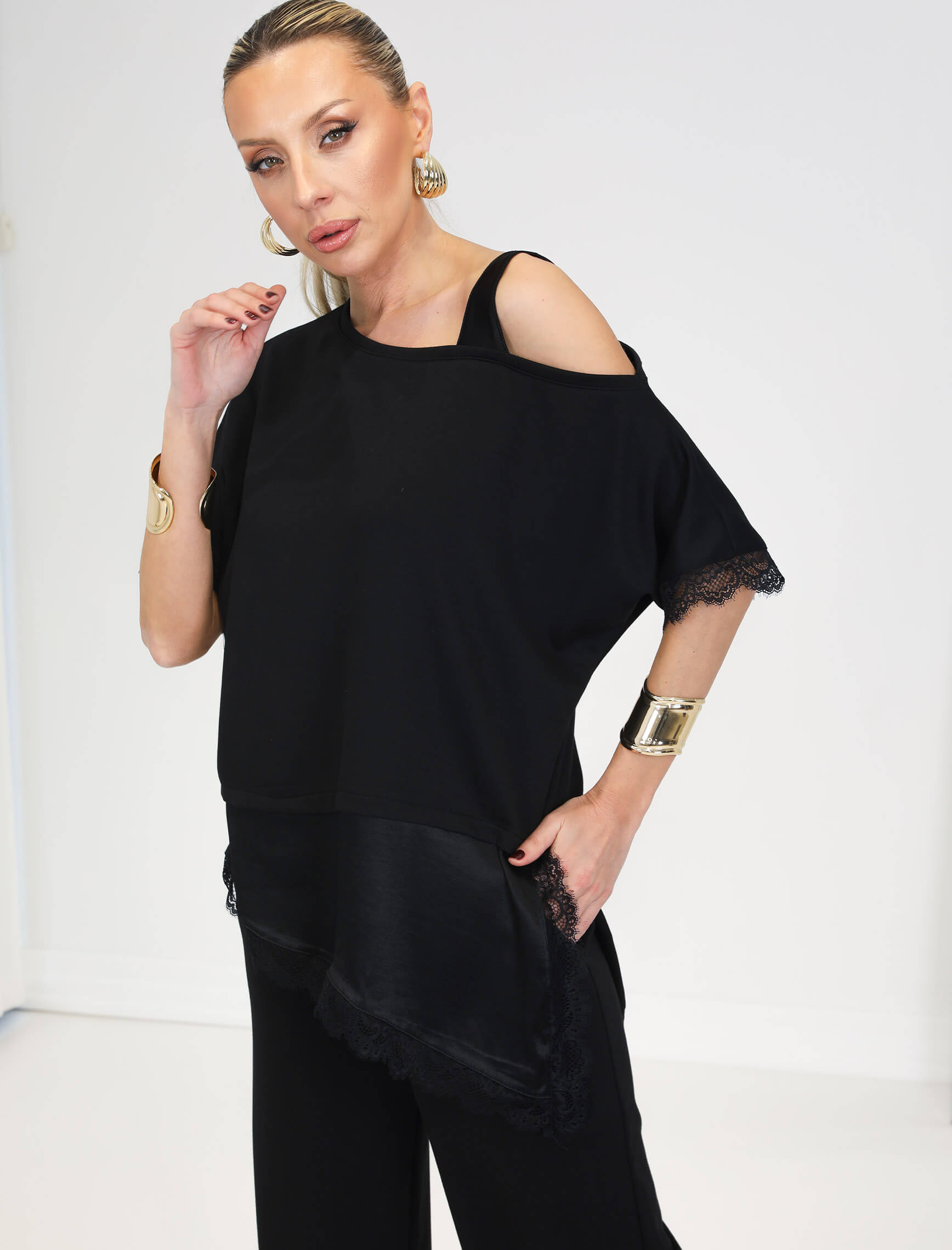 Siyah Ombre Dantelli Takım - Görsel 7