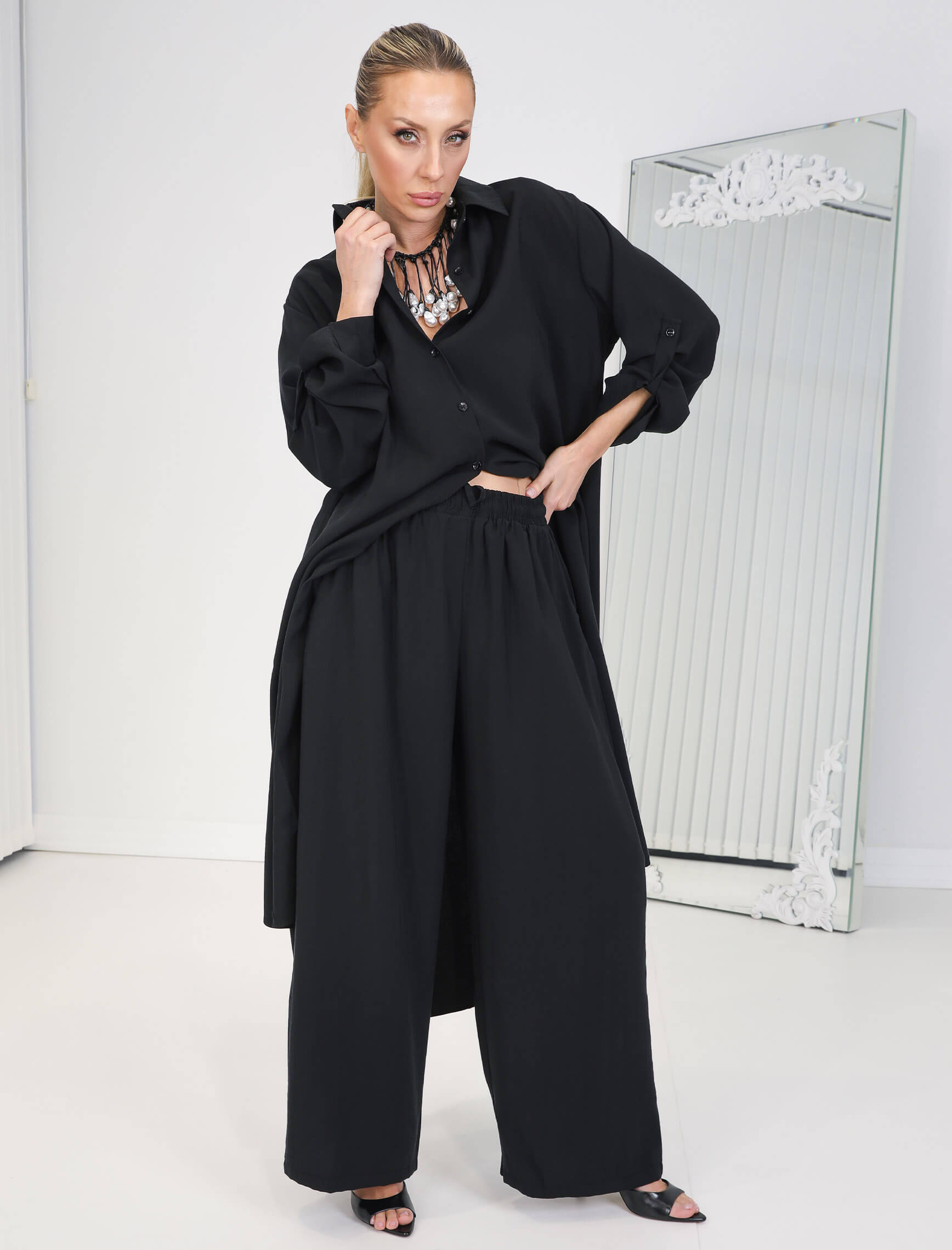 Siyah Lungo Tunik Takım