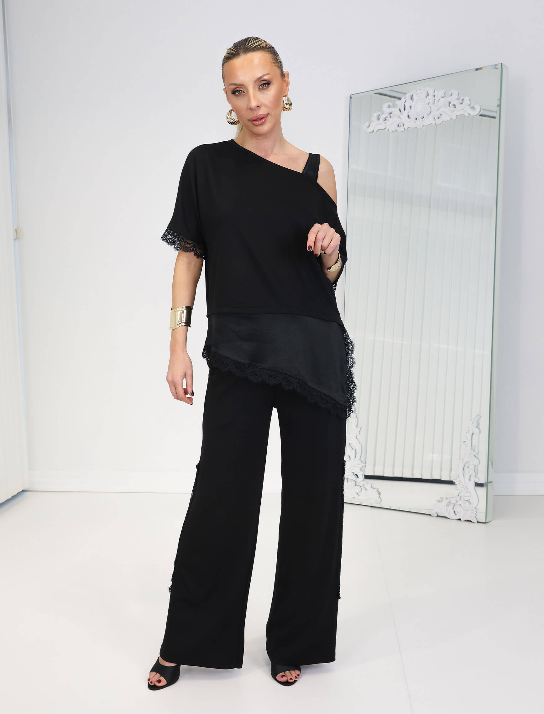 Siyah Ombre Dantelli Takım - Görsel 2