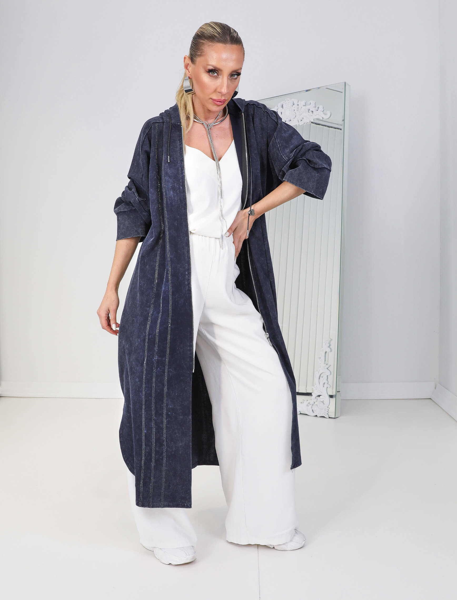 Lacivert Yıkama Lacivert Taşlı Kap - Görsel 5