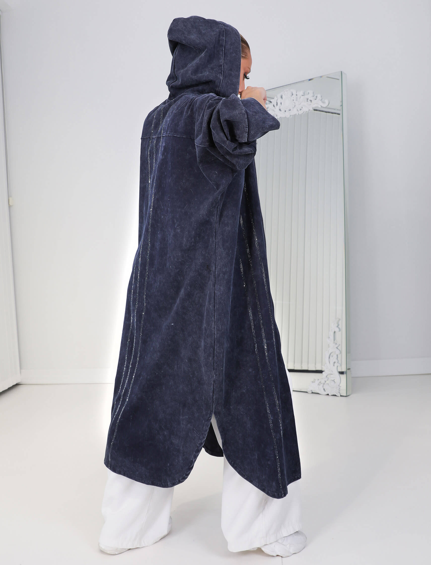 Lacivert Yıkama Lacivert Taşlı Kap - Görsel 3