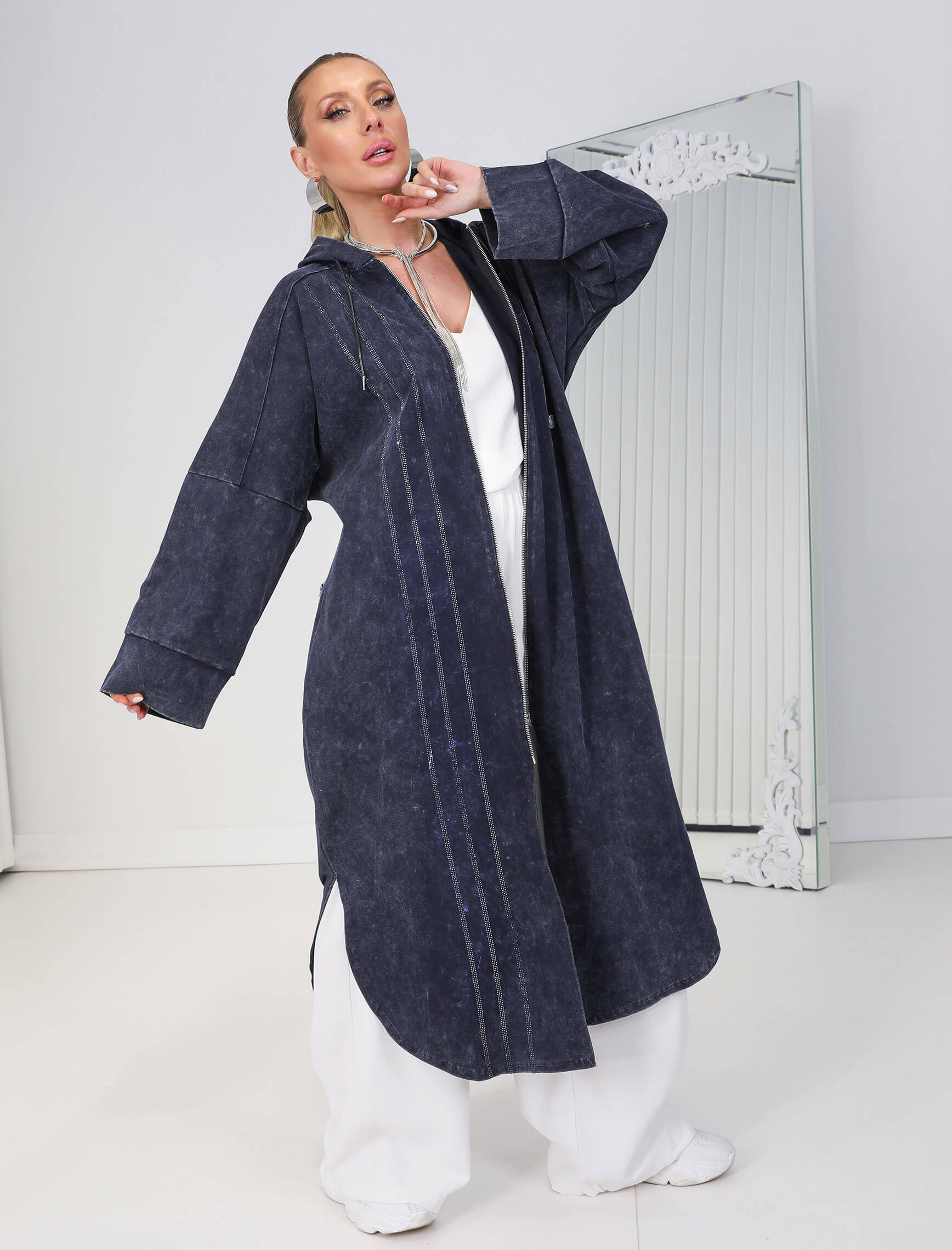 Lacivert Yıkama Lacivert Taşlı Kap