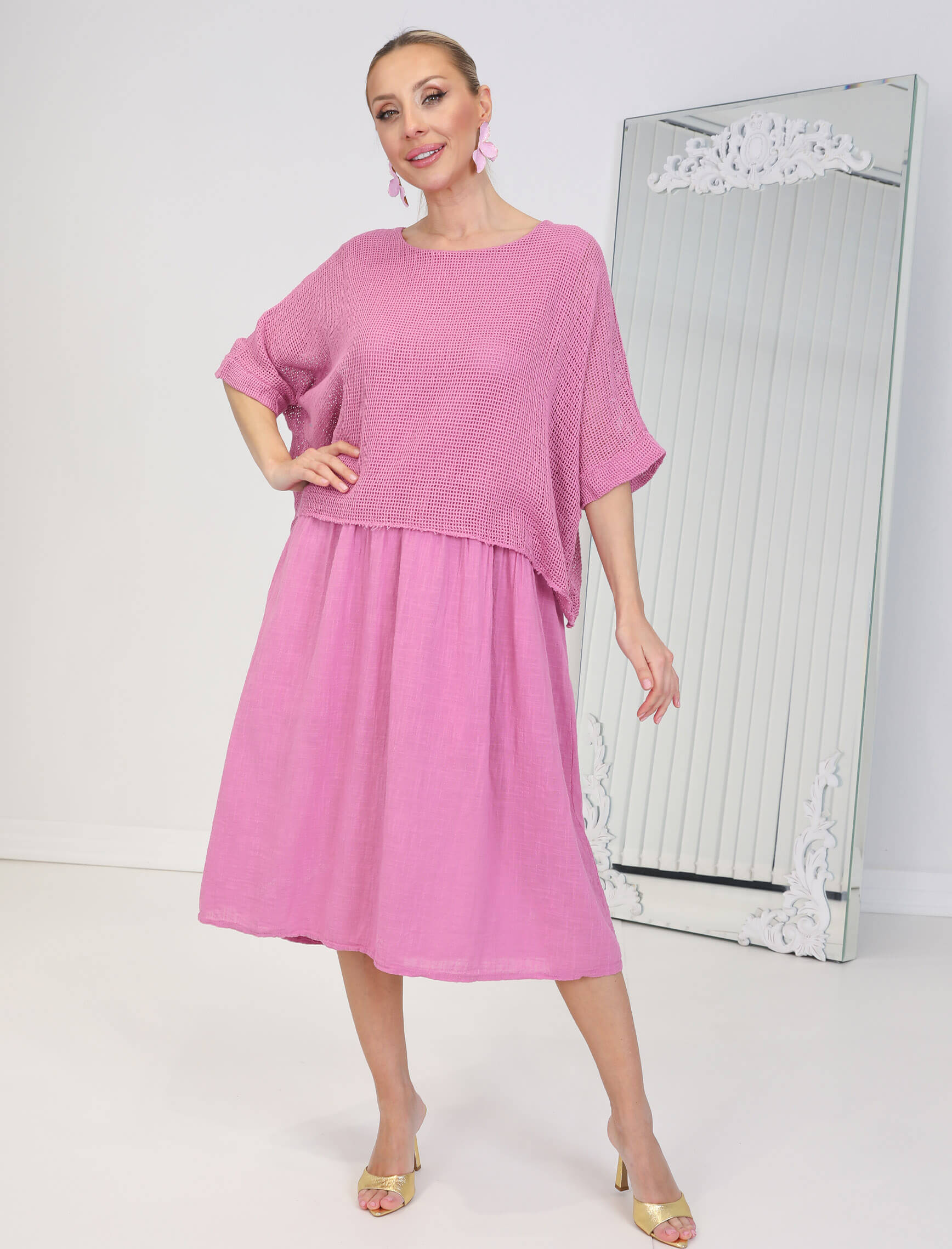 Gül Kurusu Linen Elbise - Görsel 2