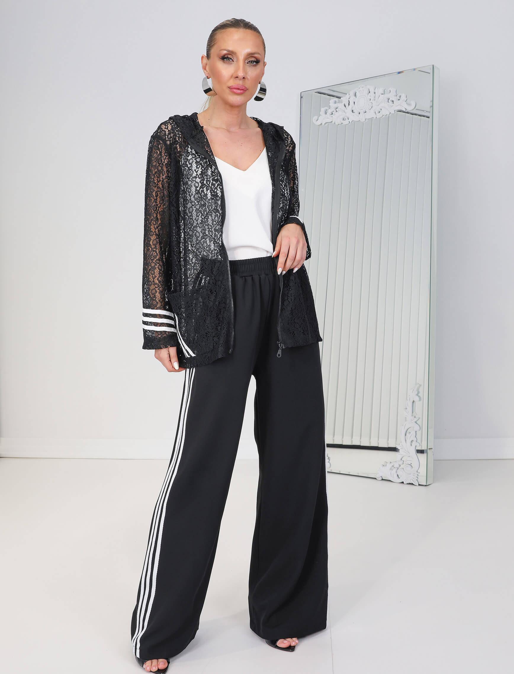 Dantelli Şeritli Travia Takım - Görsel 5