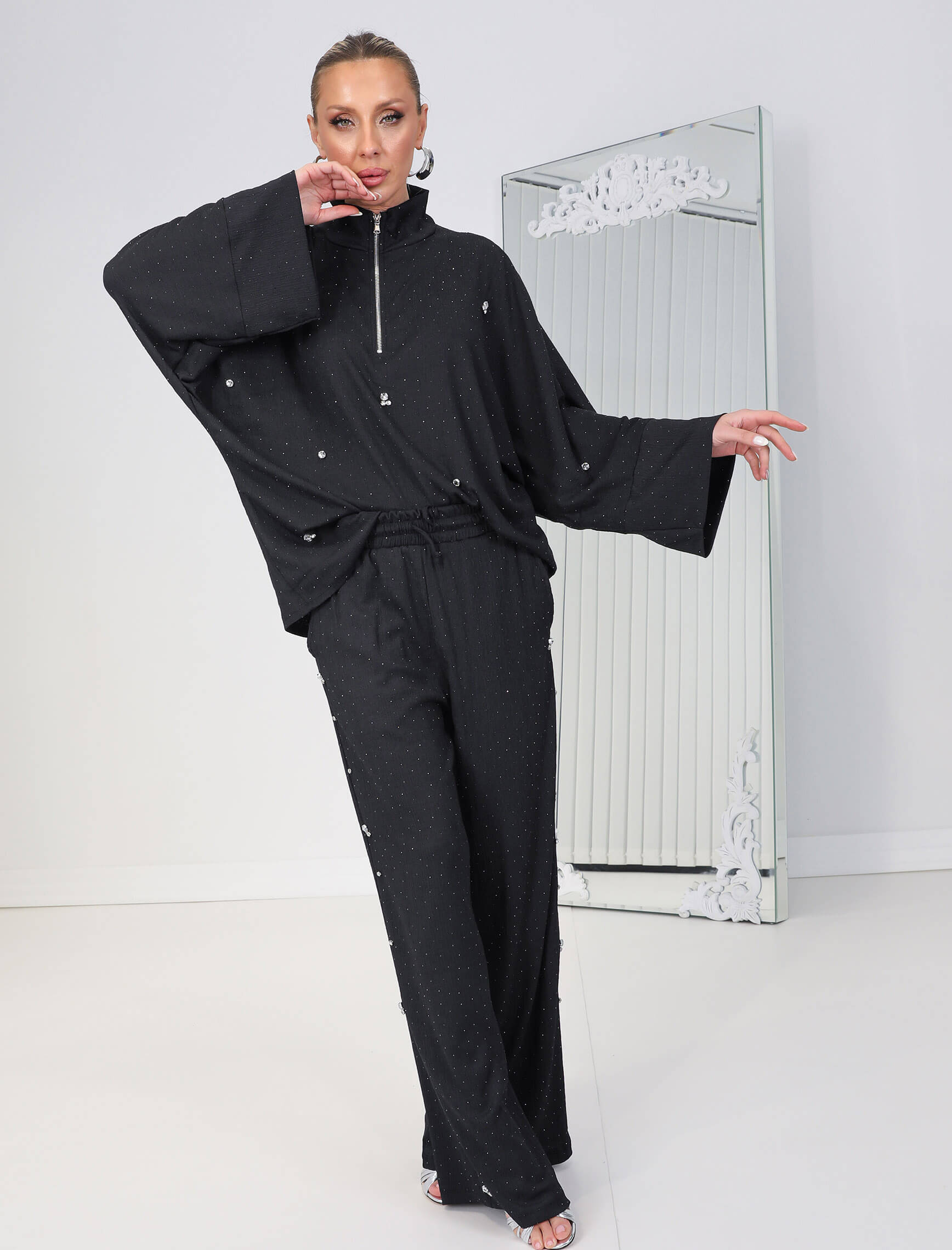 Siyah Taşlı Aida Takım - Görsel 2