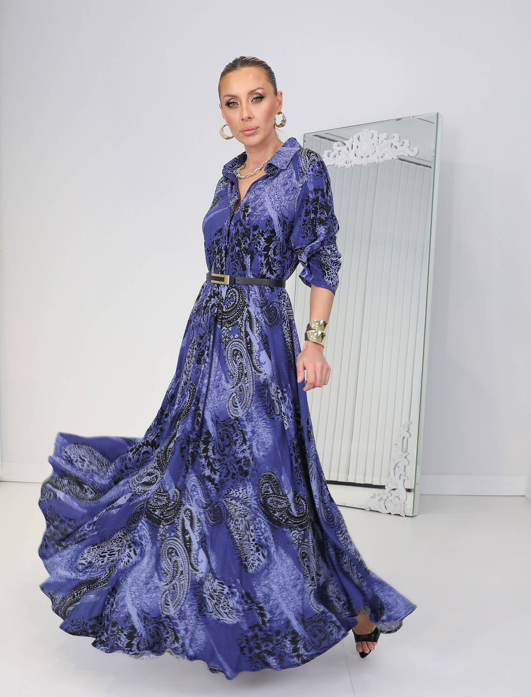 Laci Şal Desen Piare Elbise