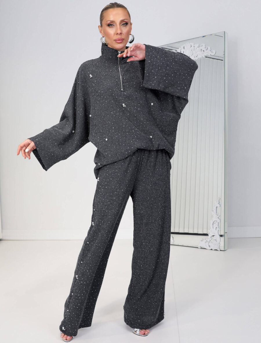 Antrasit Taşlı Aida Takım