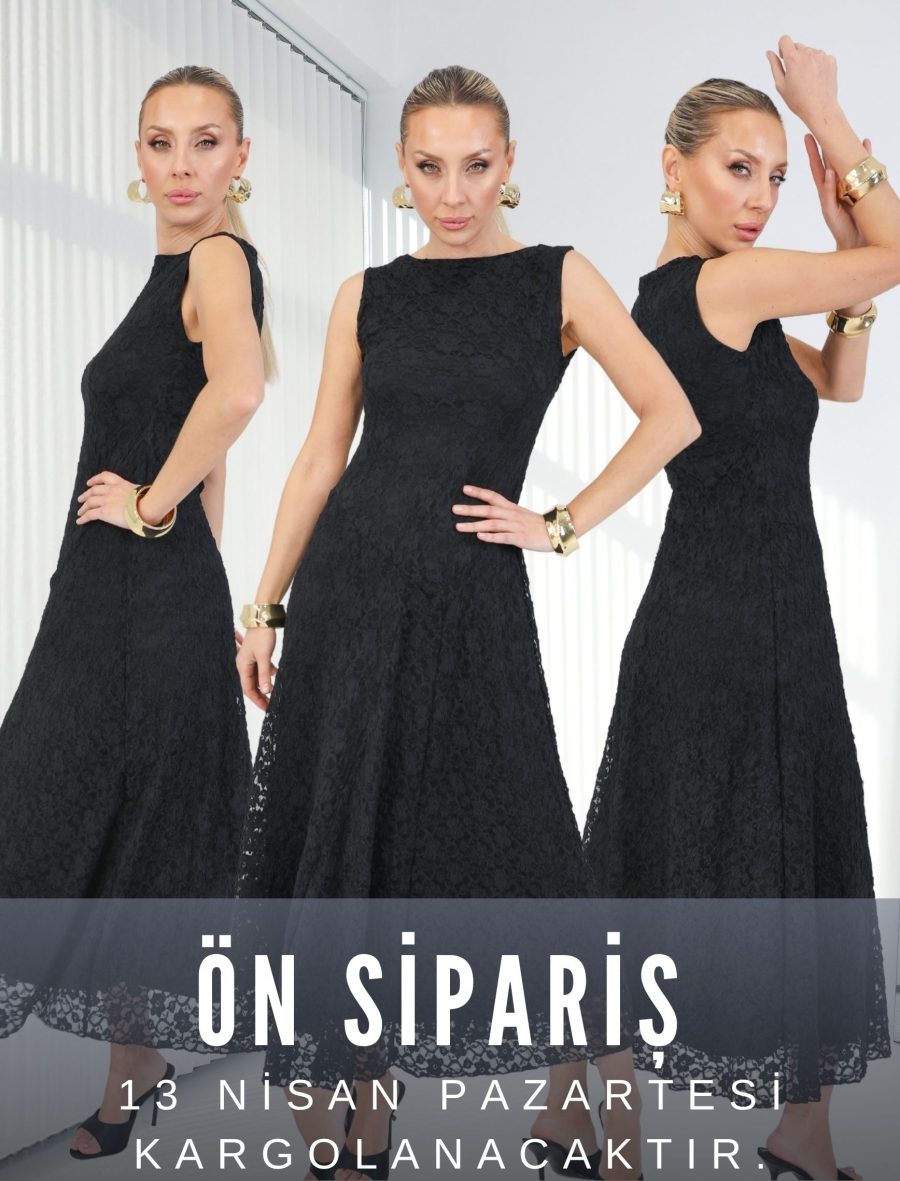 Siyah Kolsuz Giamo Elbise