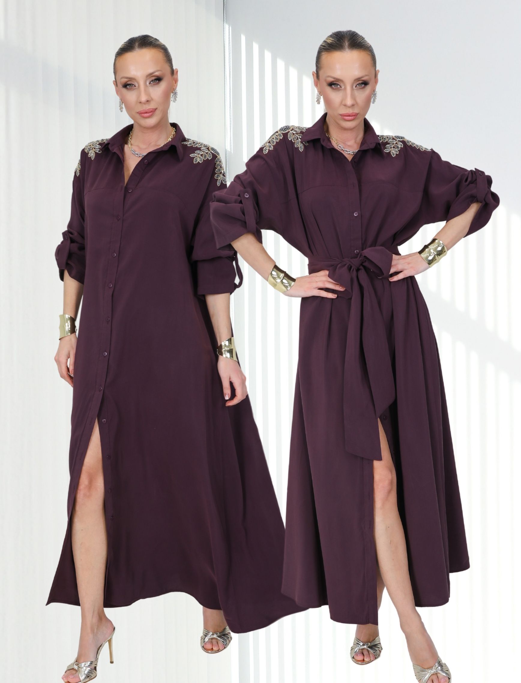 Mürdüm Mihra Gömlek Elbise