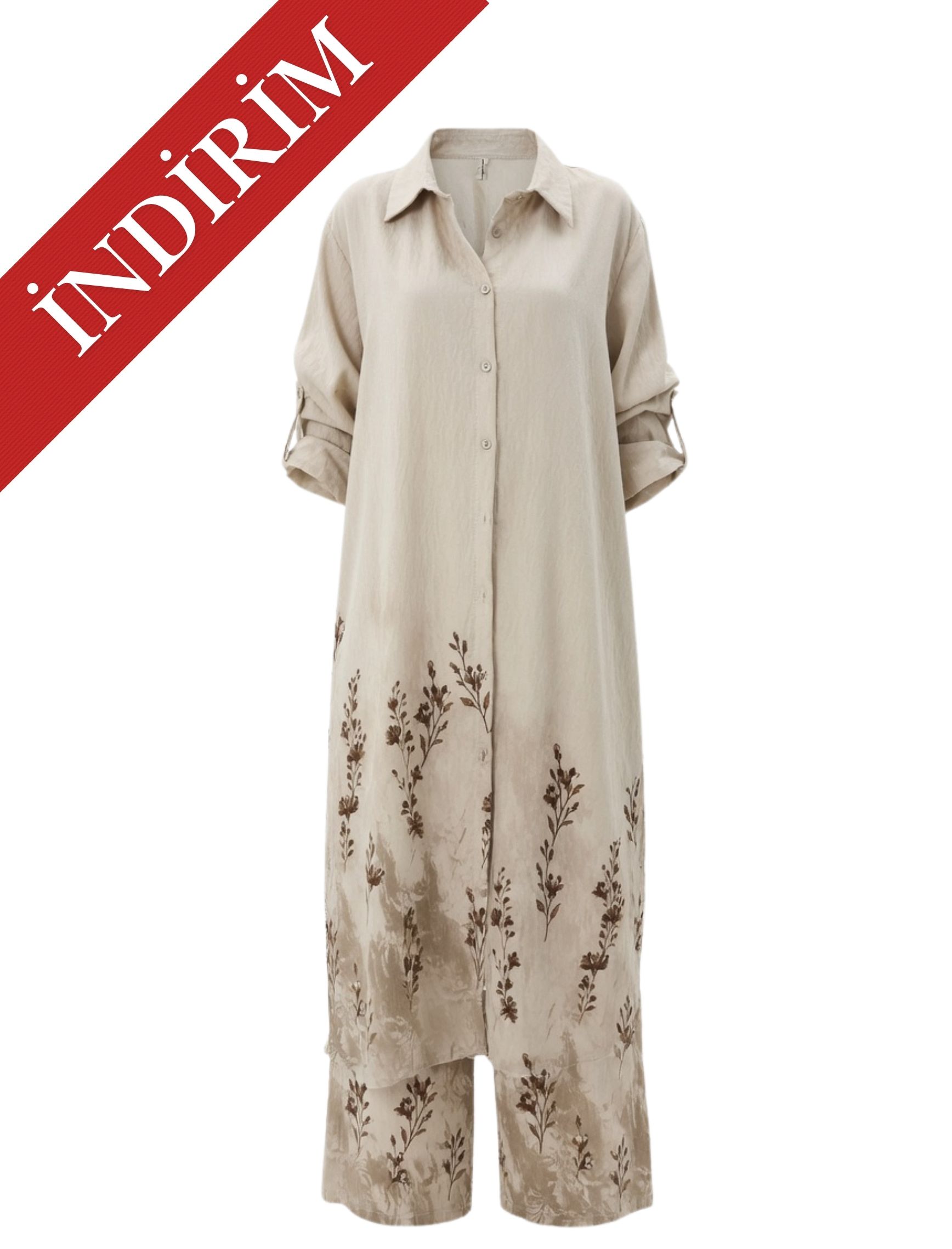 Taş Kiraz Çiçeği Tunik Takım - OUTLET