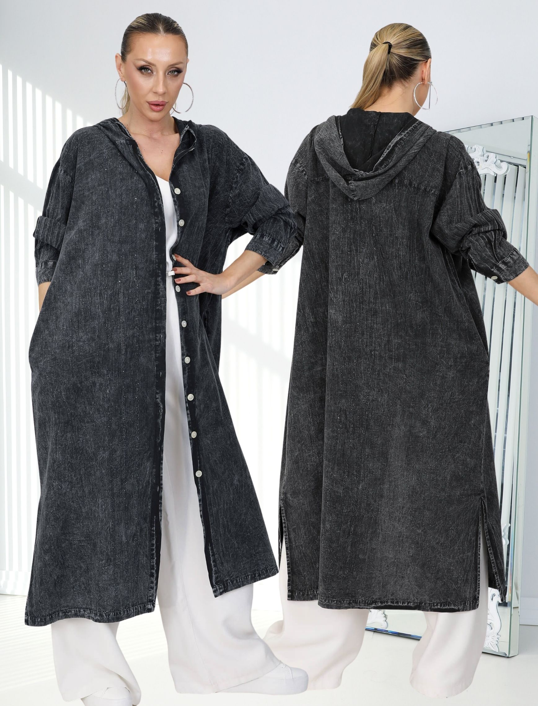 Antrasit Elena Keten Elbise - Kap