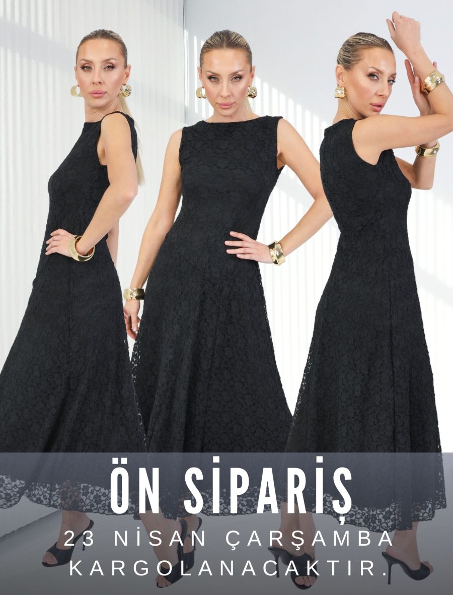 Siyah Kolsuz Giamo Elbise