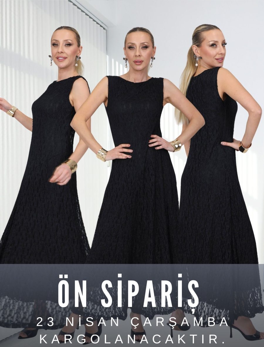 Siyah Kolsuz Giamo Elbise