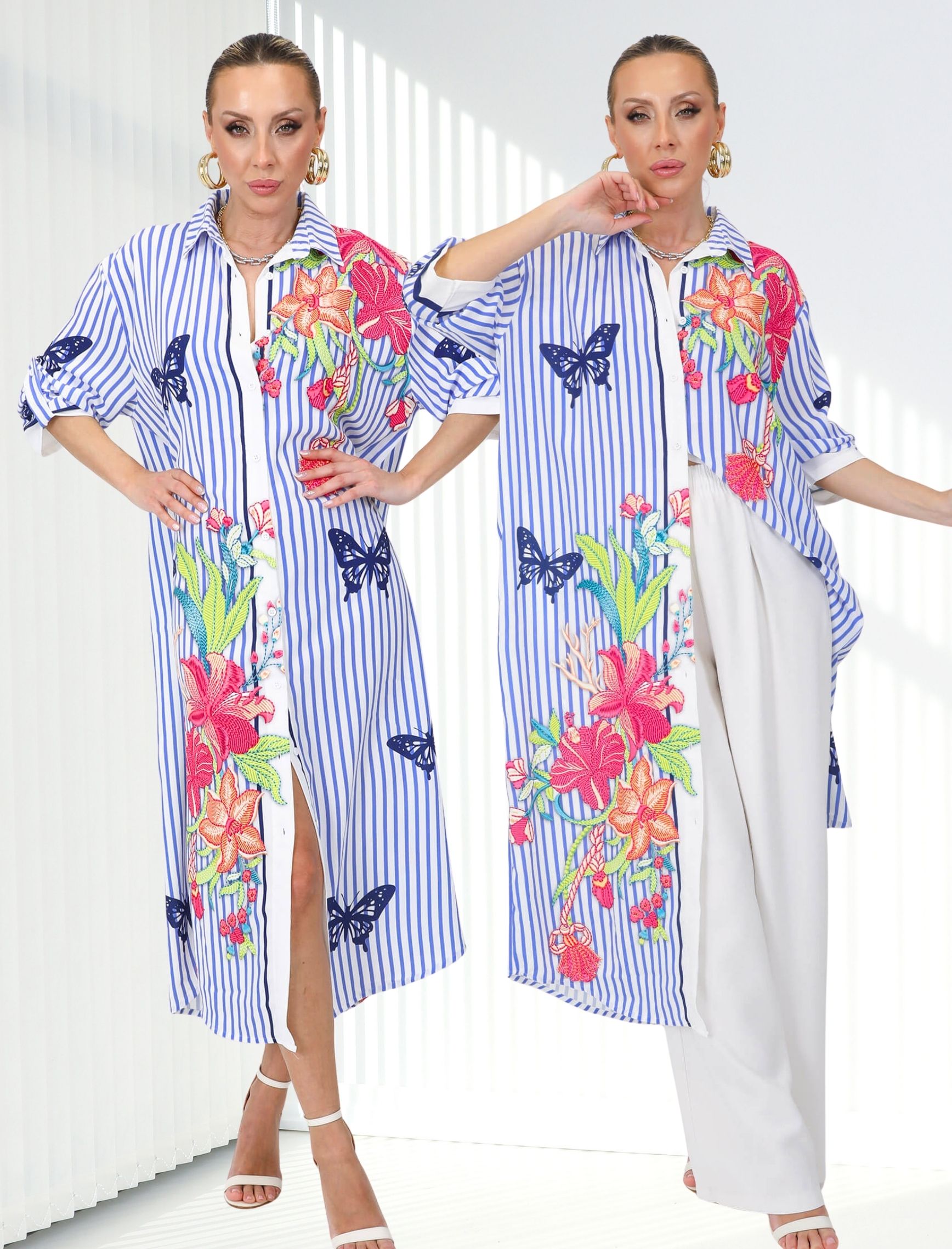 Melany Kelebek Gömlek Elbise