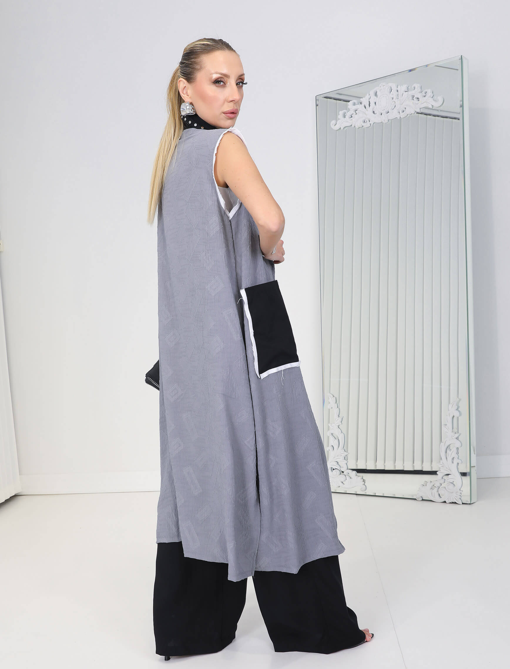 Gri Troklu Goya Yelek - Görsel 6