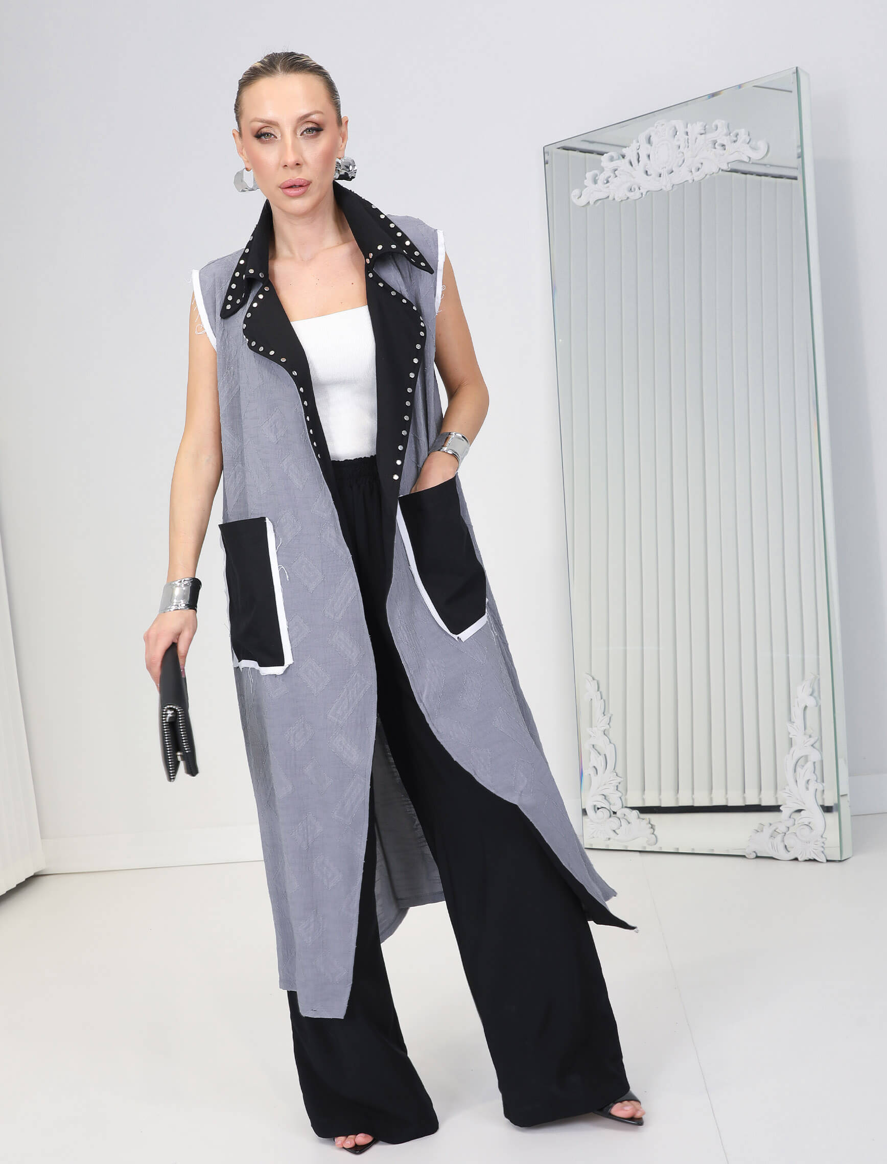 Gri Troklu Goya Yelek - Görsel 5