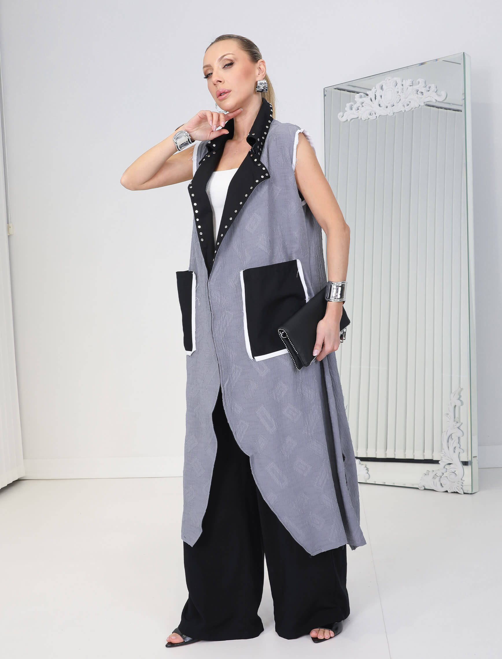 Gri Troklu Goya Yelek - Görsel 4