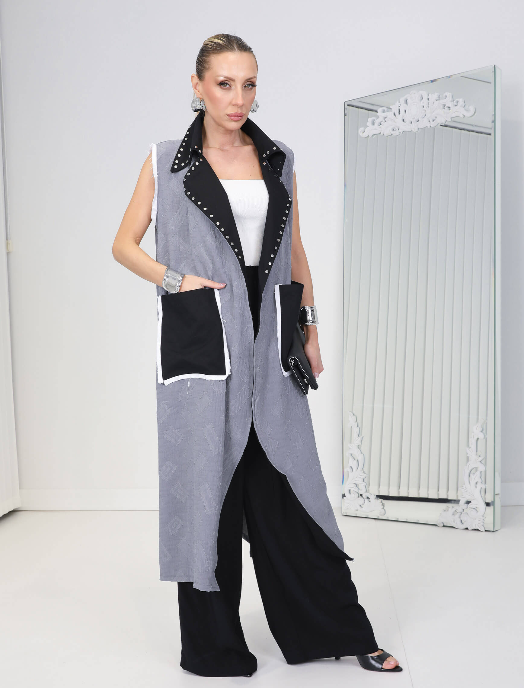 Gri Troklu Goya Yelek - Görsel 2