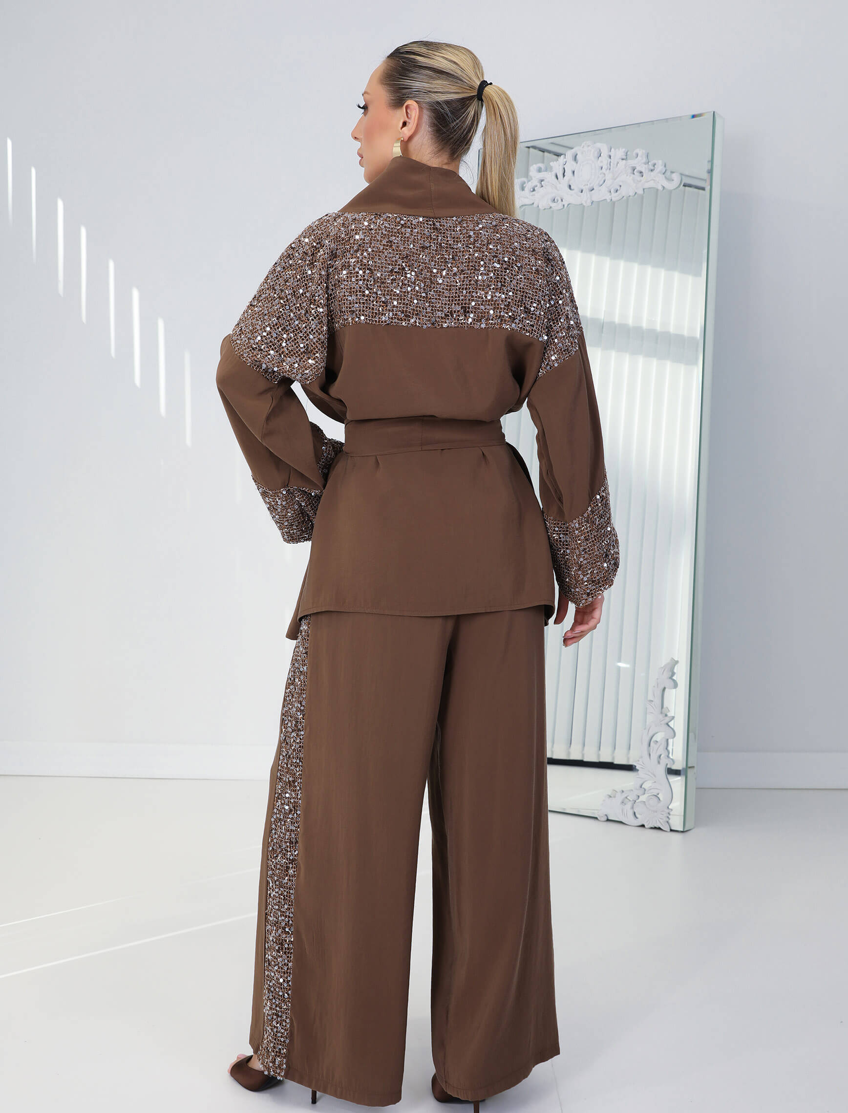 Kahverengi Payetli Fresca İkili Takım - Görsel 7