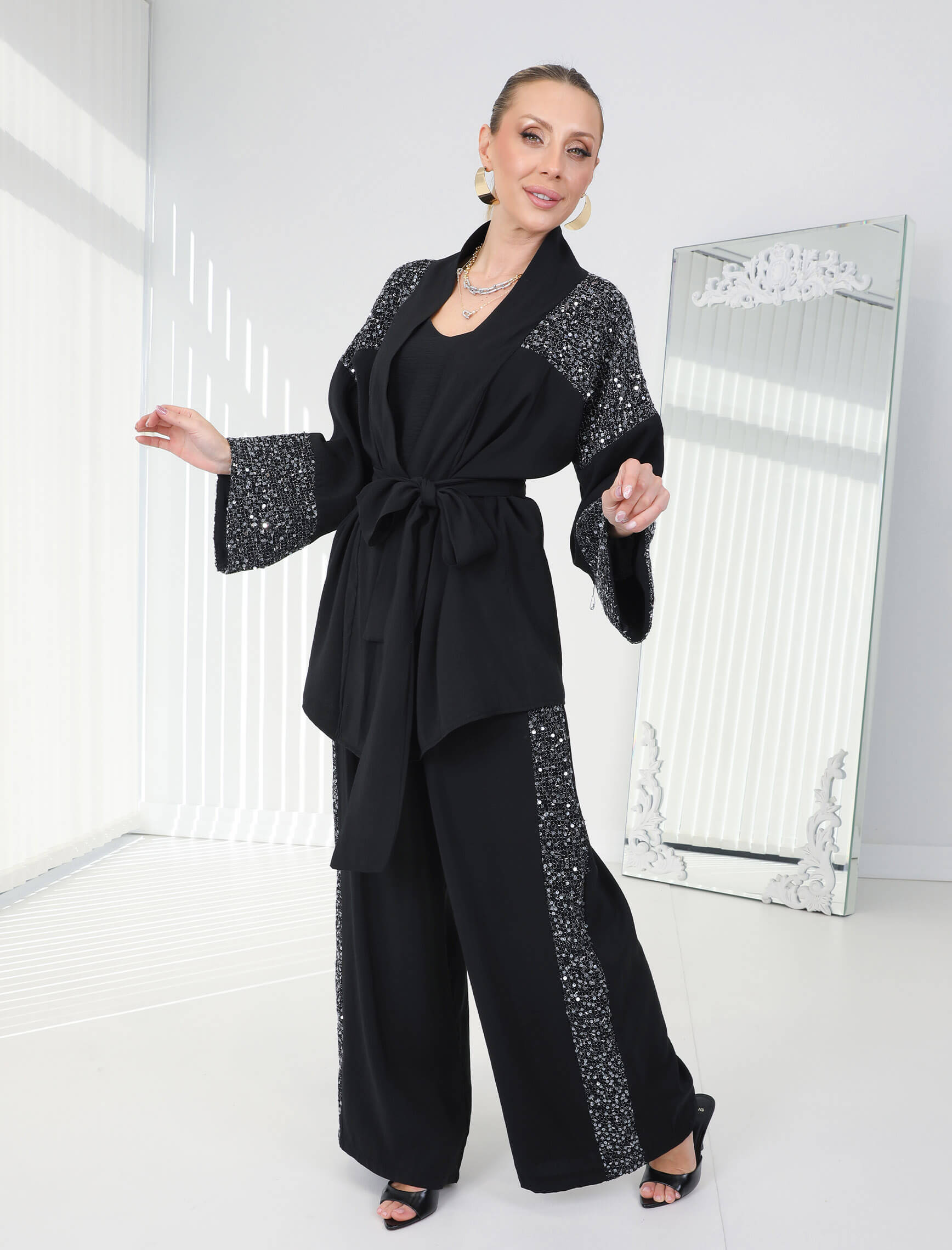 Siyah Payetli Fresca İkili Takım - Görsel 6
