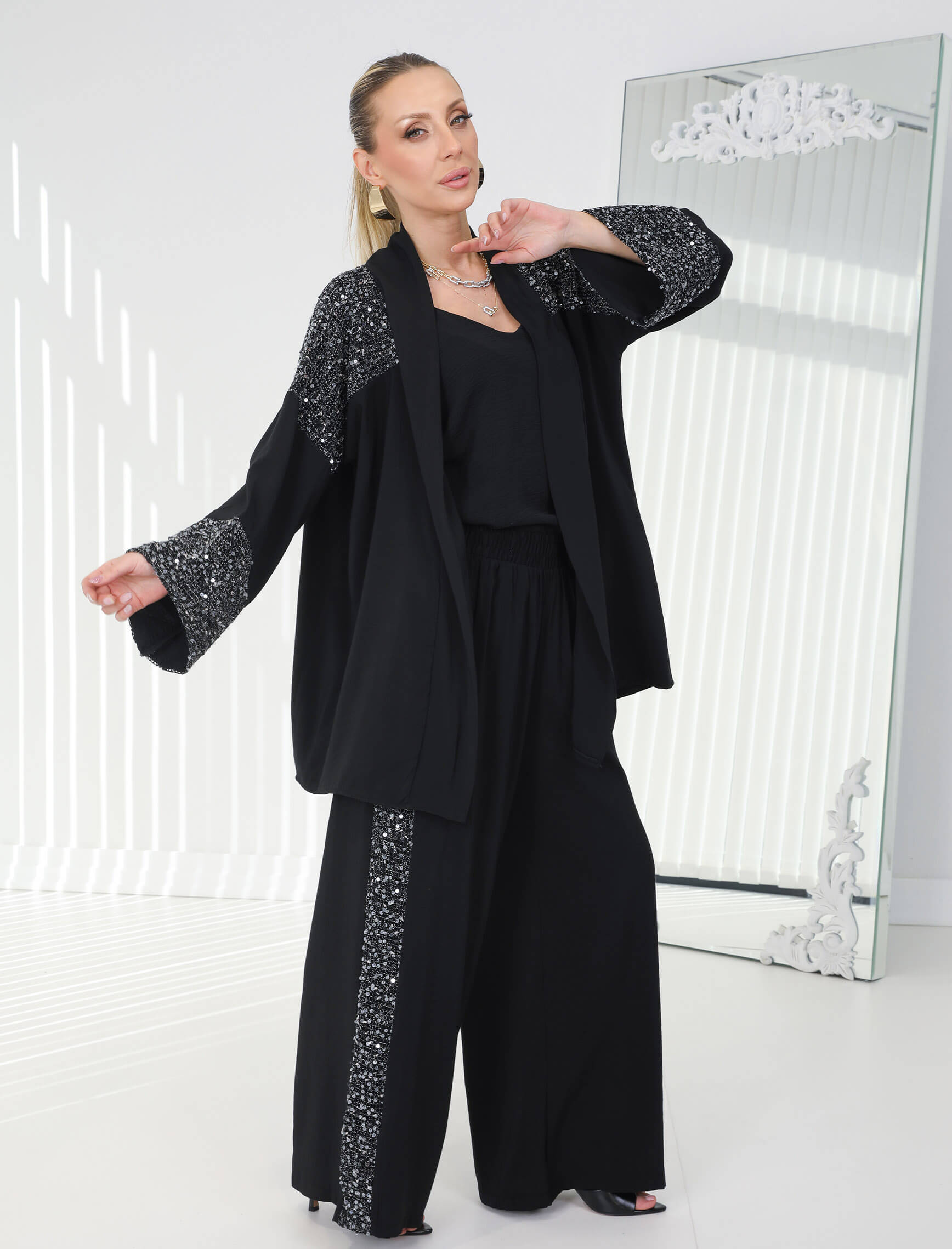 Siyah Payetli Fresca İkili Takım - Görsel 3