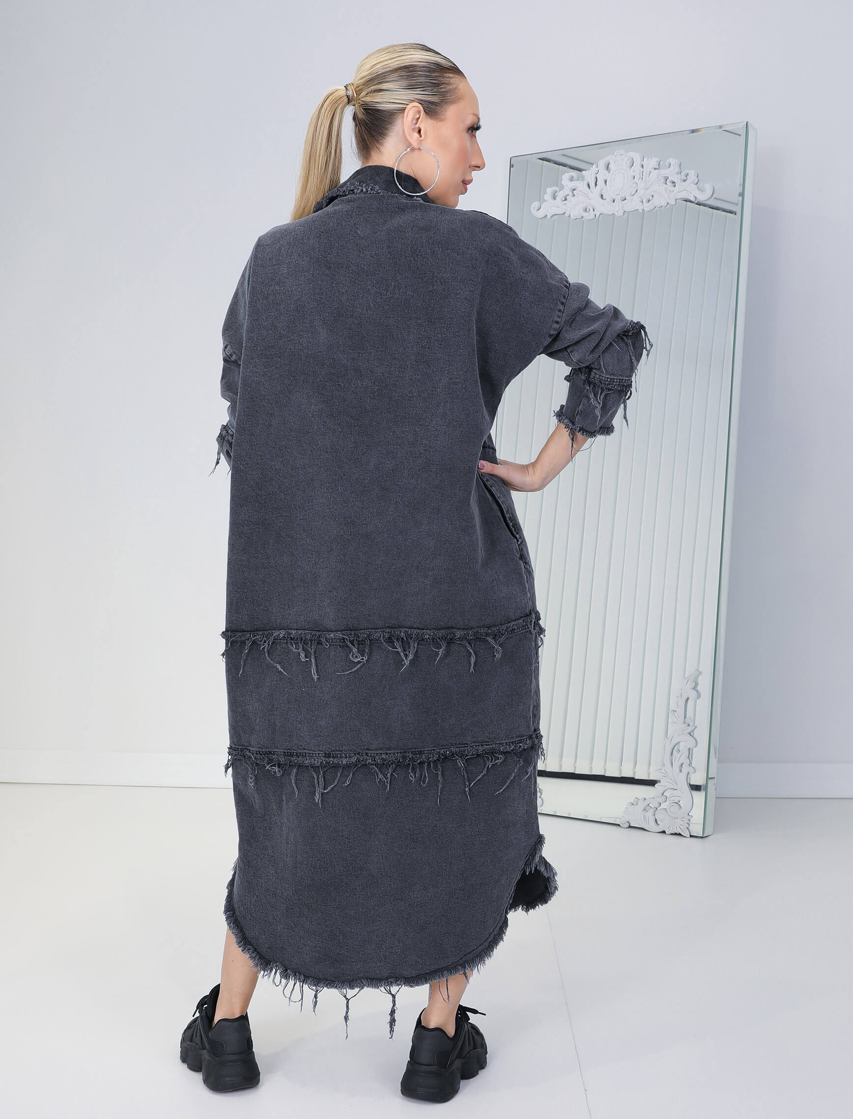 Antrasit Aleya Jean Elbise -Tunik - Görsel 6