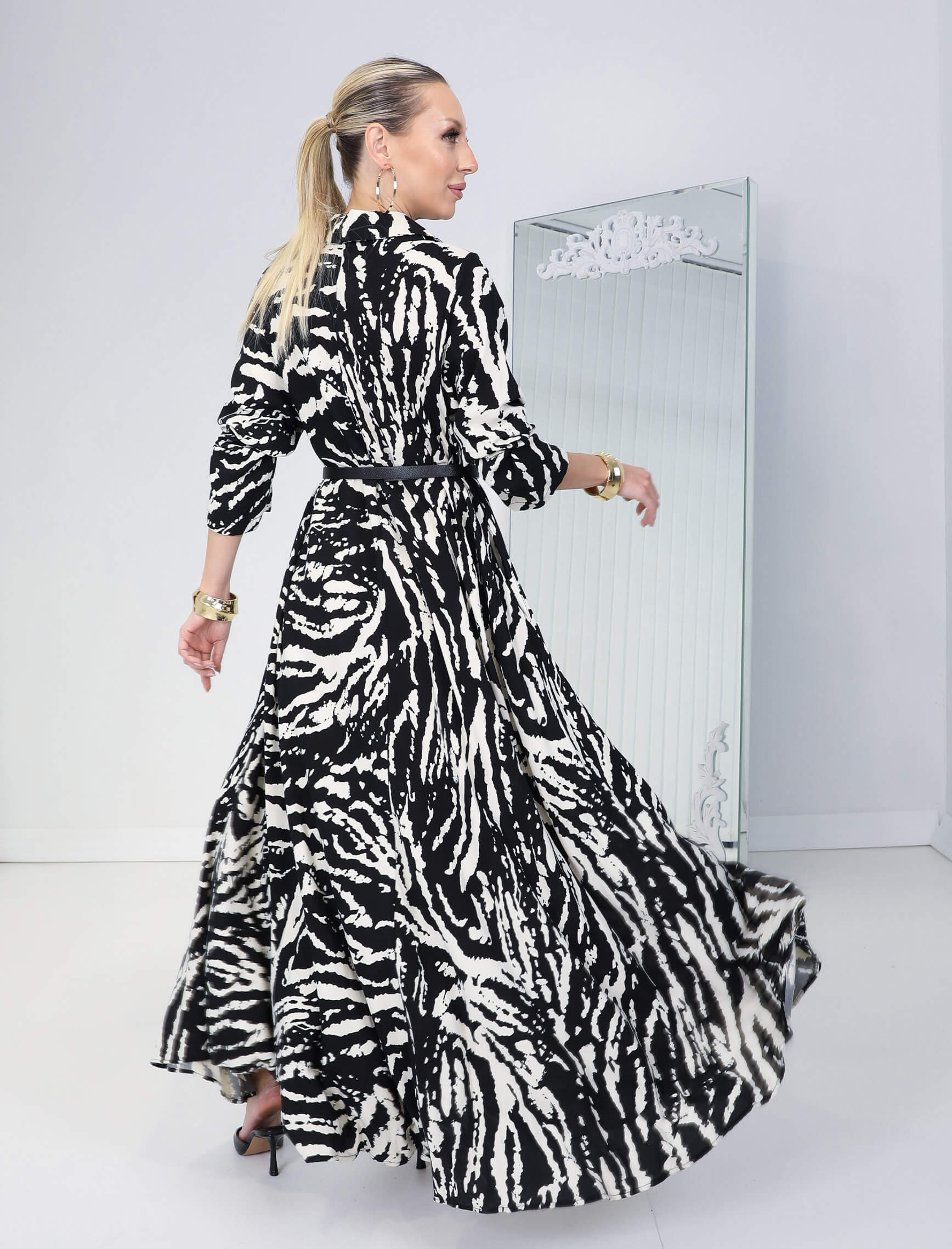 Siyah Beyaz Zebradesen Piare Elbise - Görsel 6