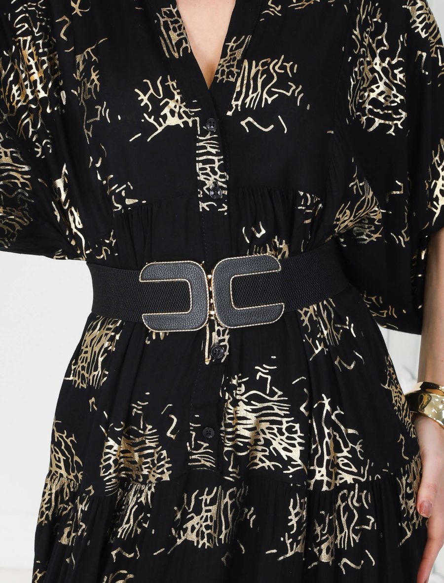 Siyah Deri Toka Lastikli Kemer