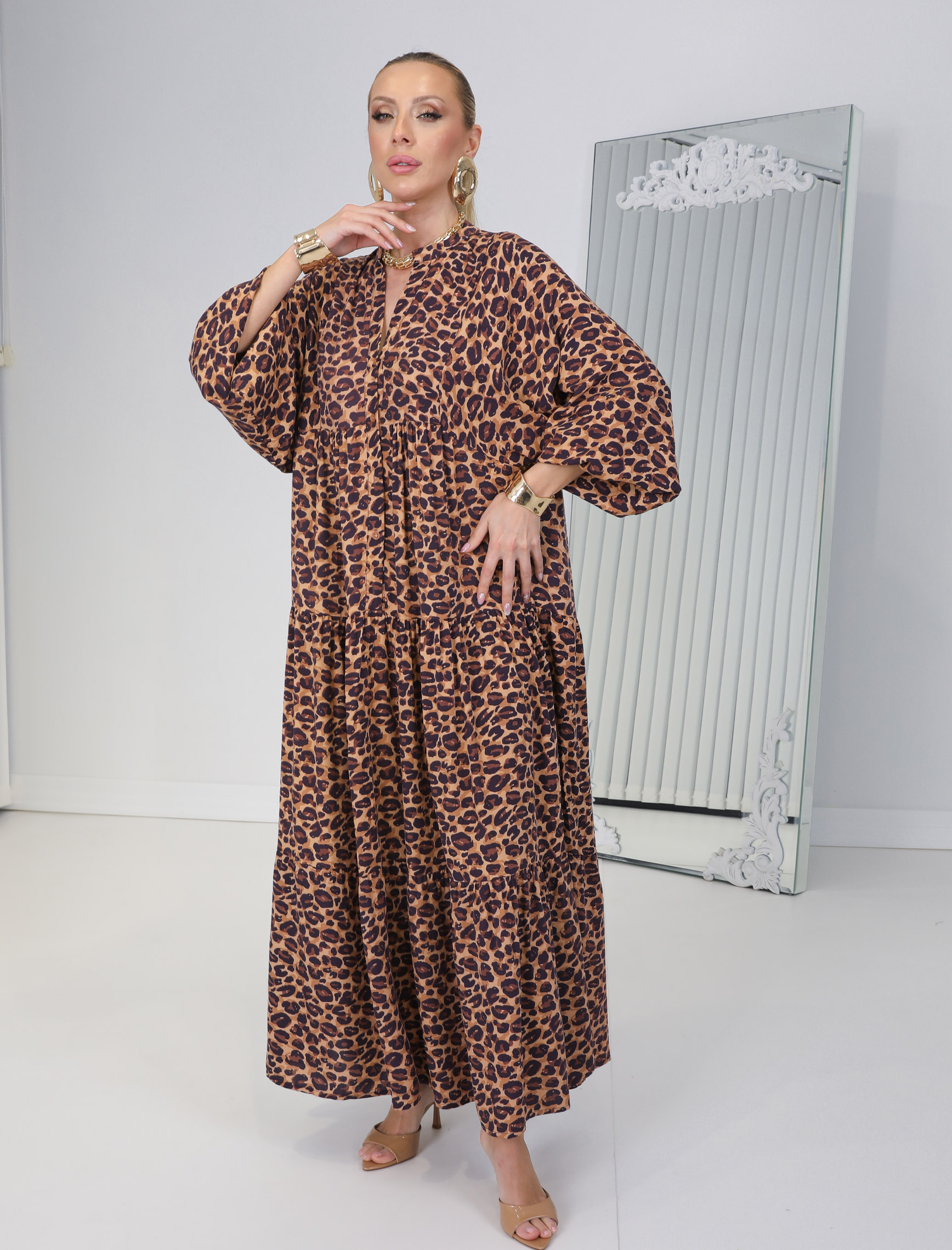 Leopar Desen Sissy Elbise - Görsel 4