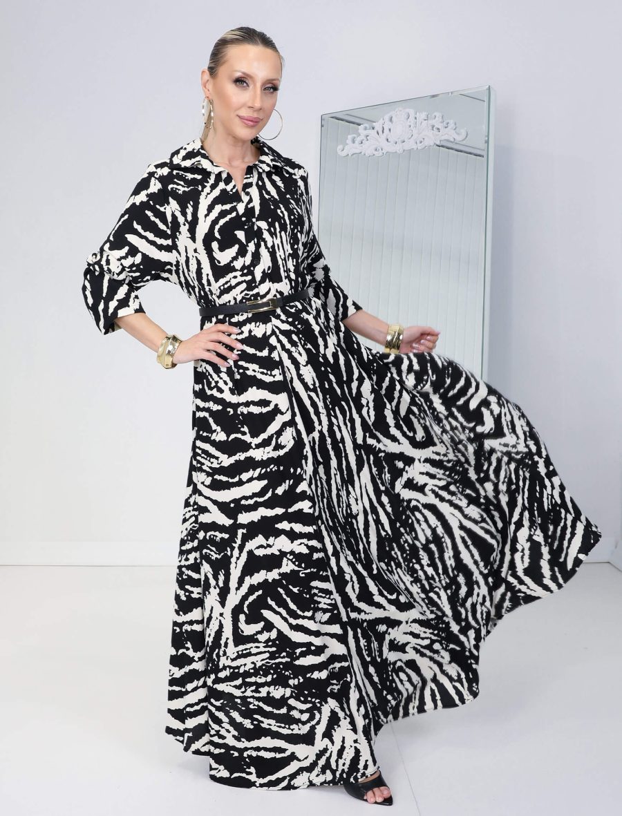 Siyah Beyaz Zebradesen Piare Elbise