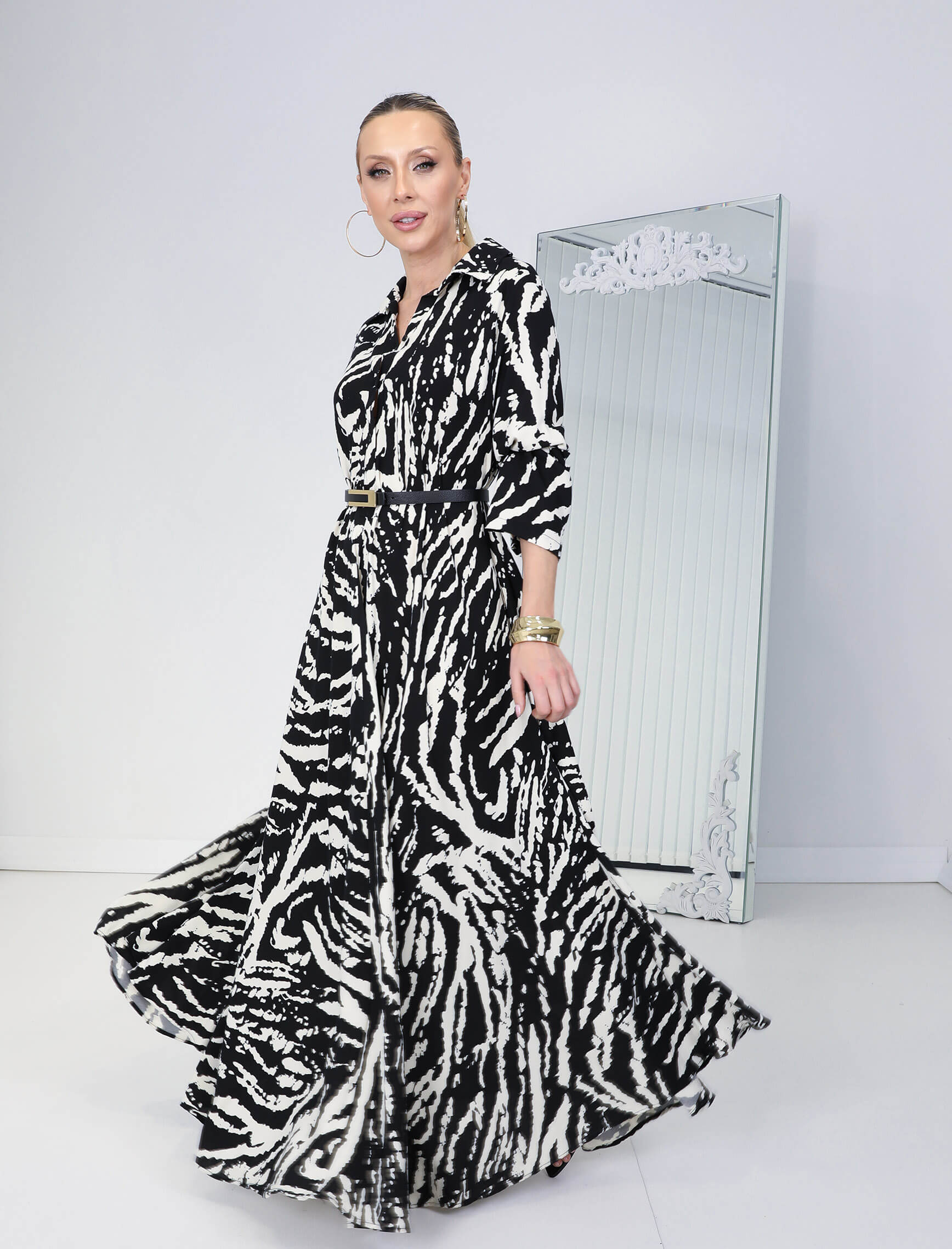 Siyah Beyaz Zebradesen Piare Elbise - Görsel 4