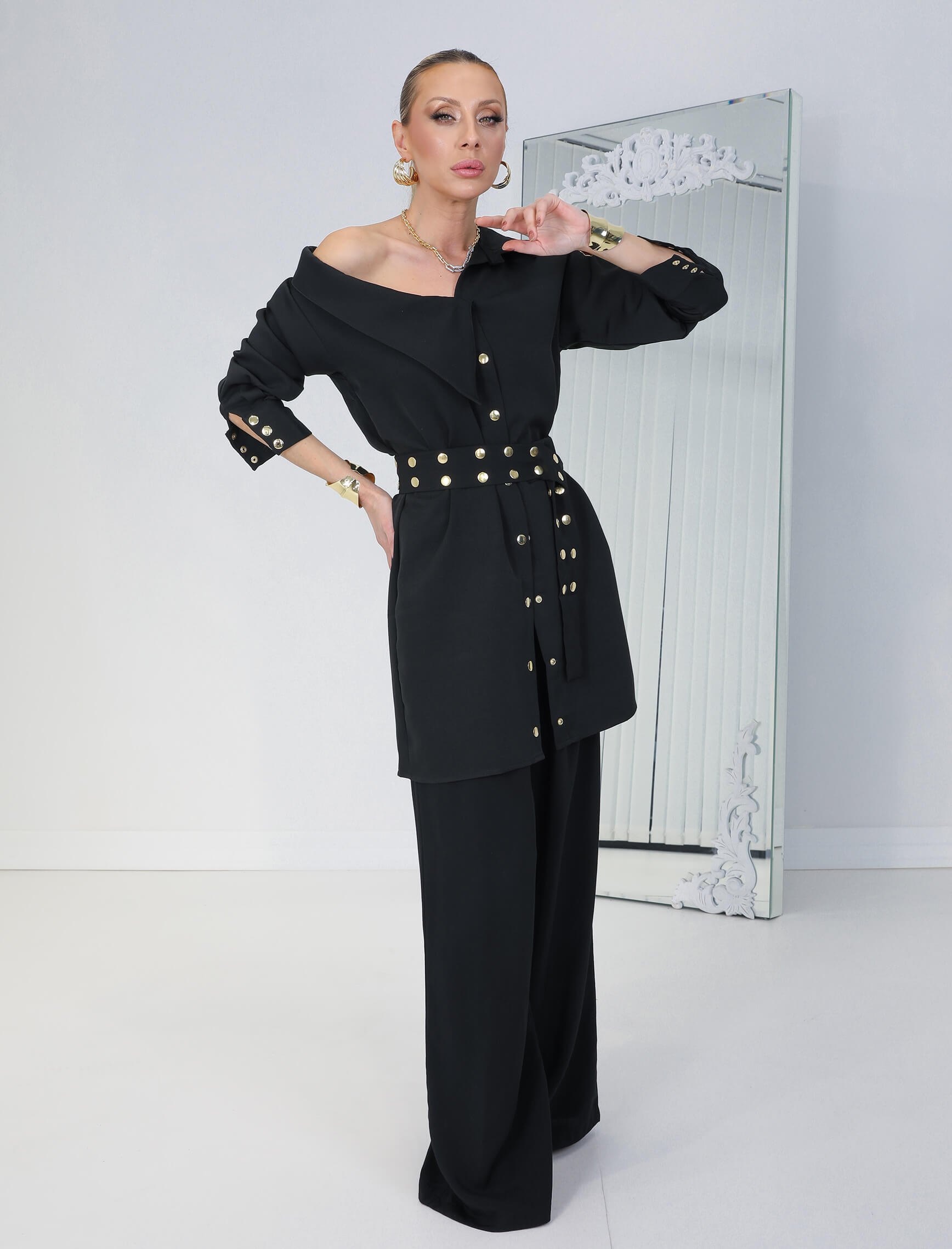 Siyah Milranda Gömlek - Görsel 2