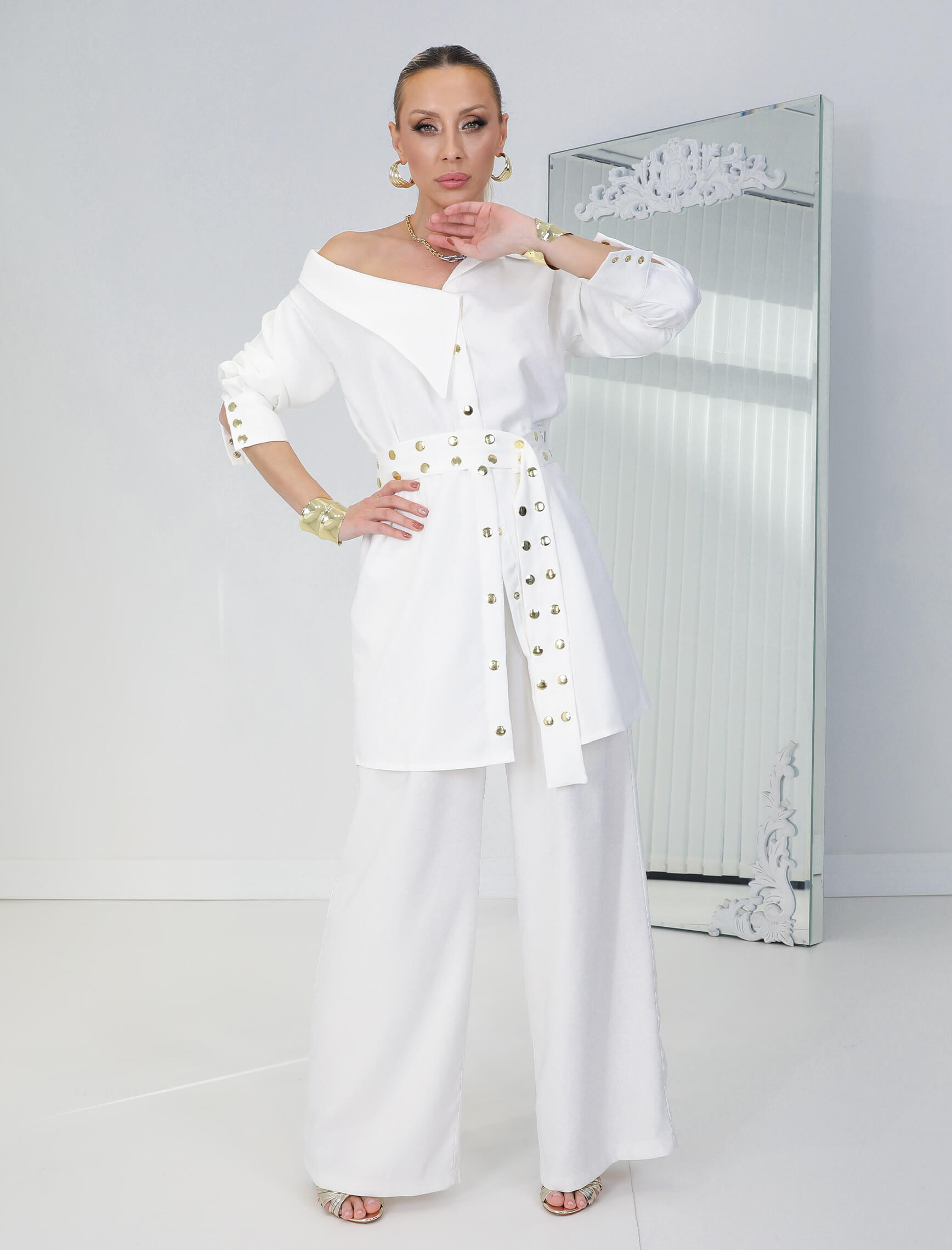 Beyaz Milranda Gömlek - Görsel 3