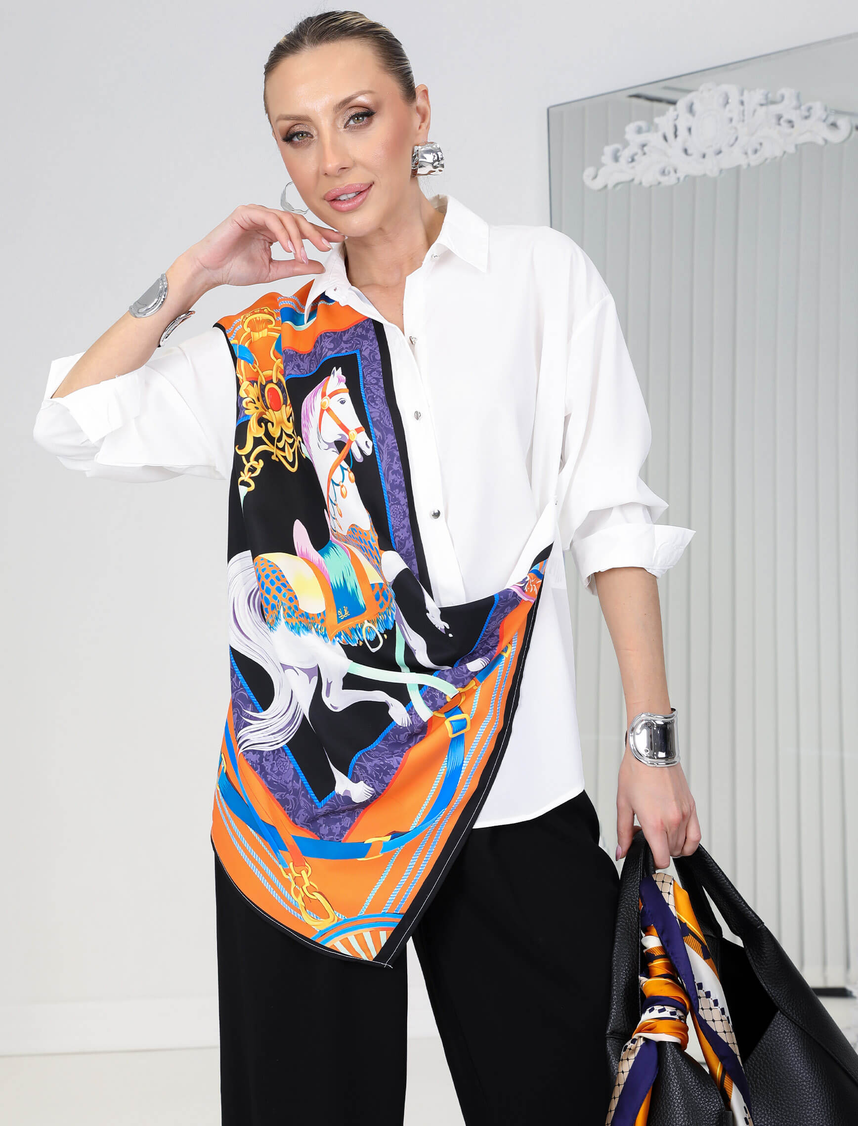 Renkli At Desen Arancia Gömlek