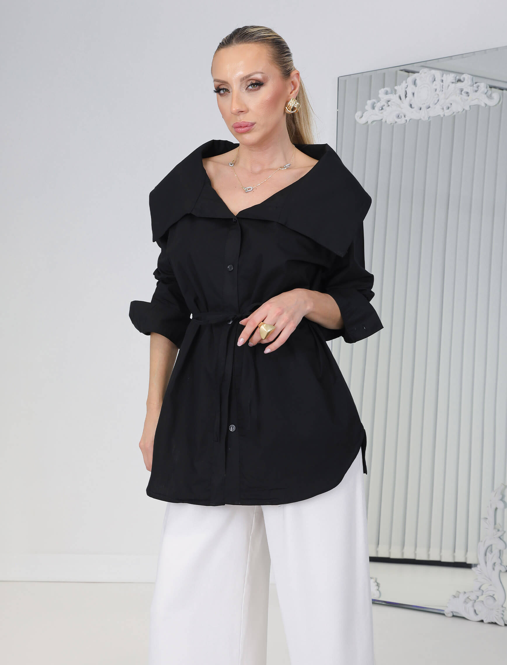 Siyah Victoria Gömlek - Görsel 4