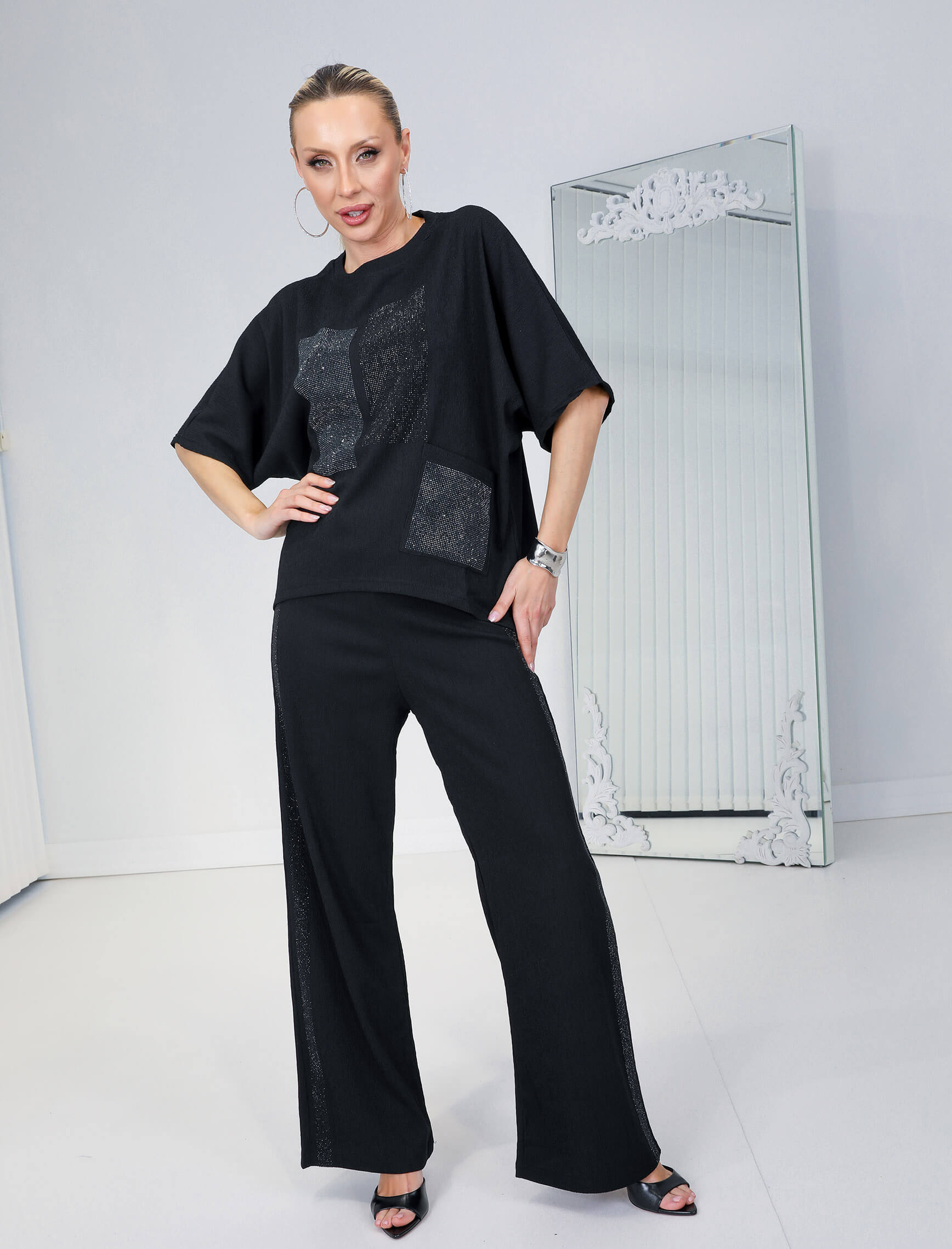 Siyah Geometrik Taş Gremo Takım - Görsel 2