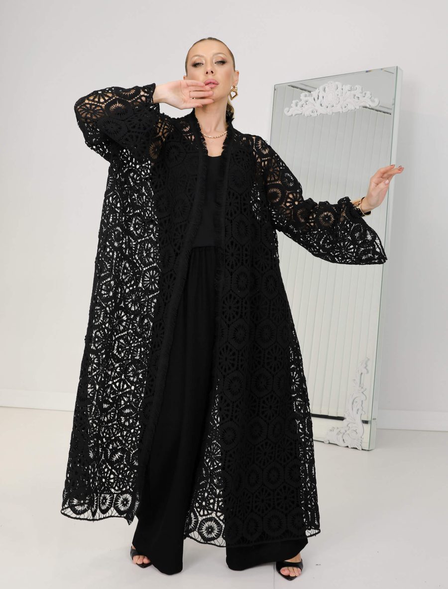 Siyah Dantel Kimono