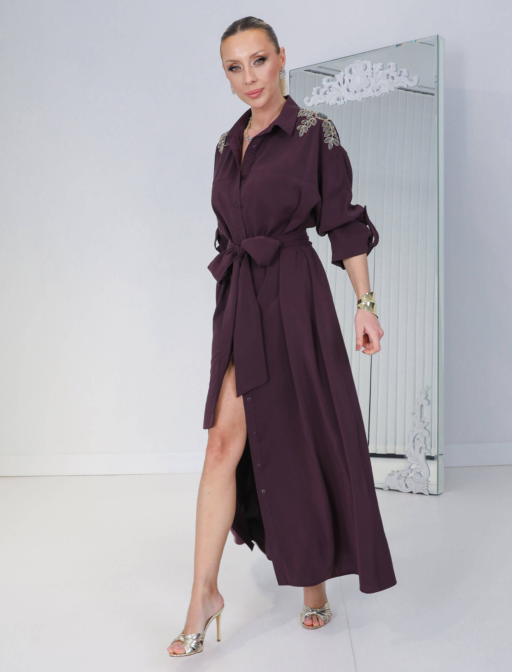 Mürdüm Mihra Gömlek Elbise - Görsel 4