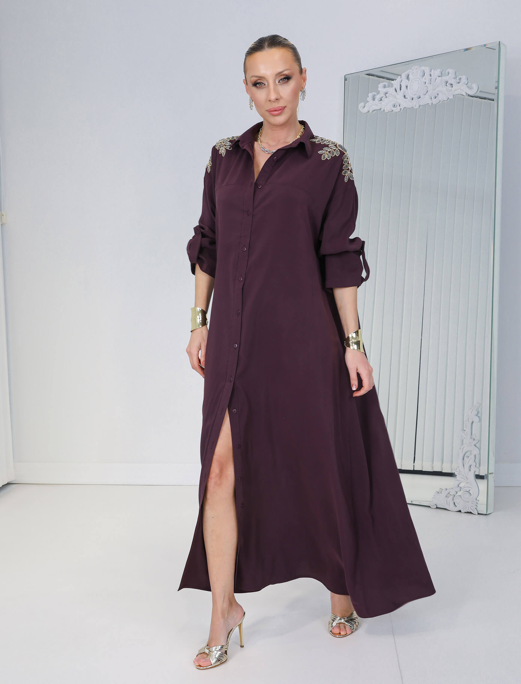 Mürdüm Mihra Gömlek Elbise - Görsel 2