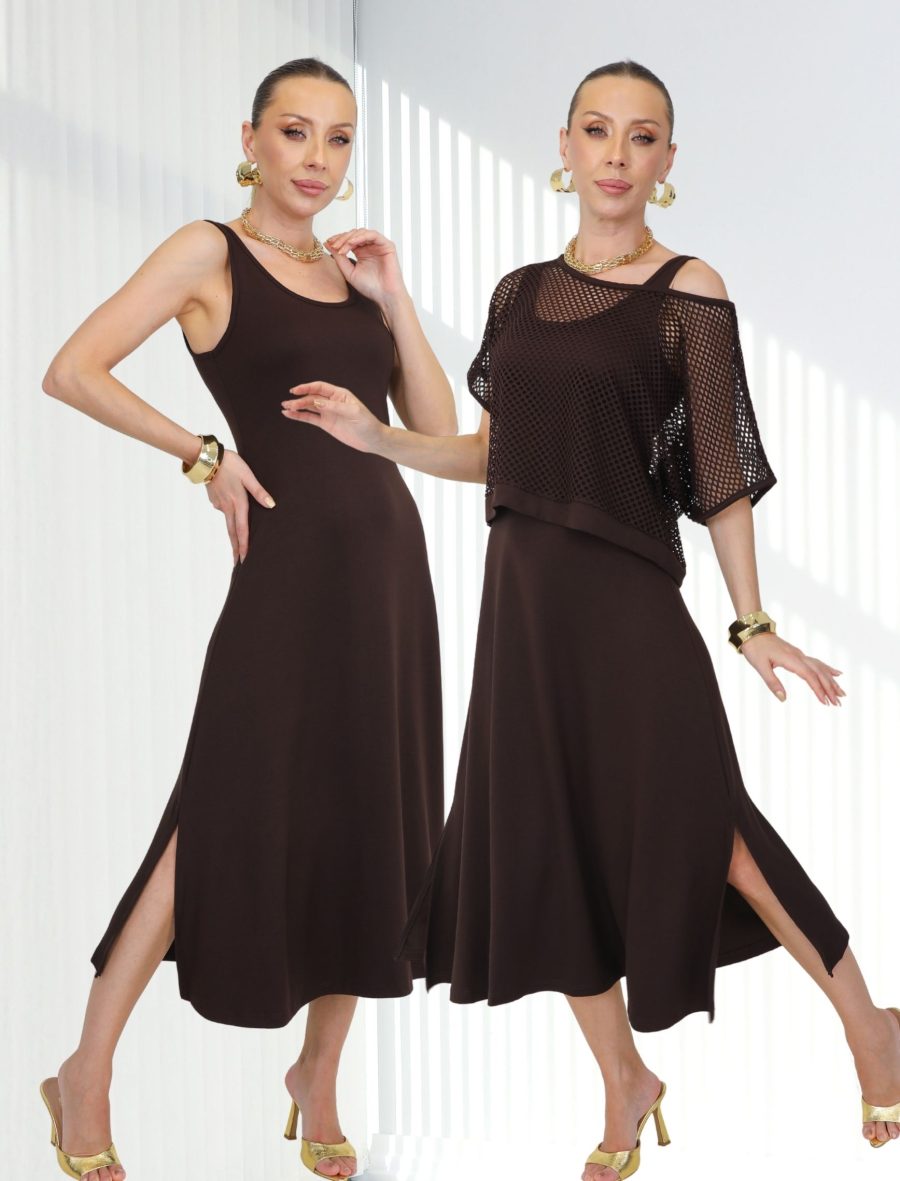 Kahve Patricia İkili Elbise