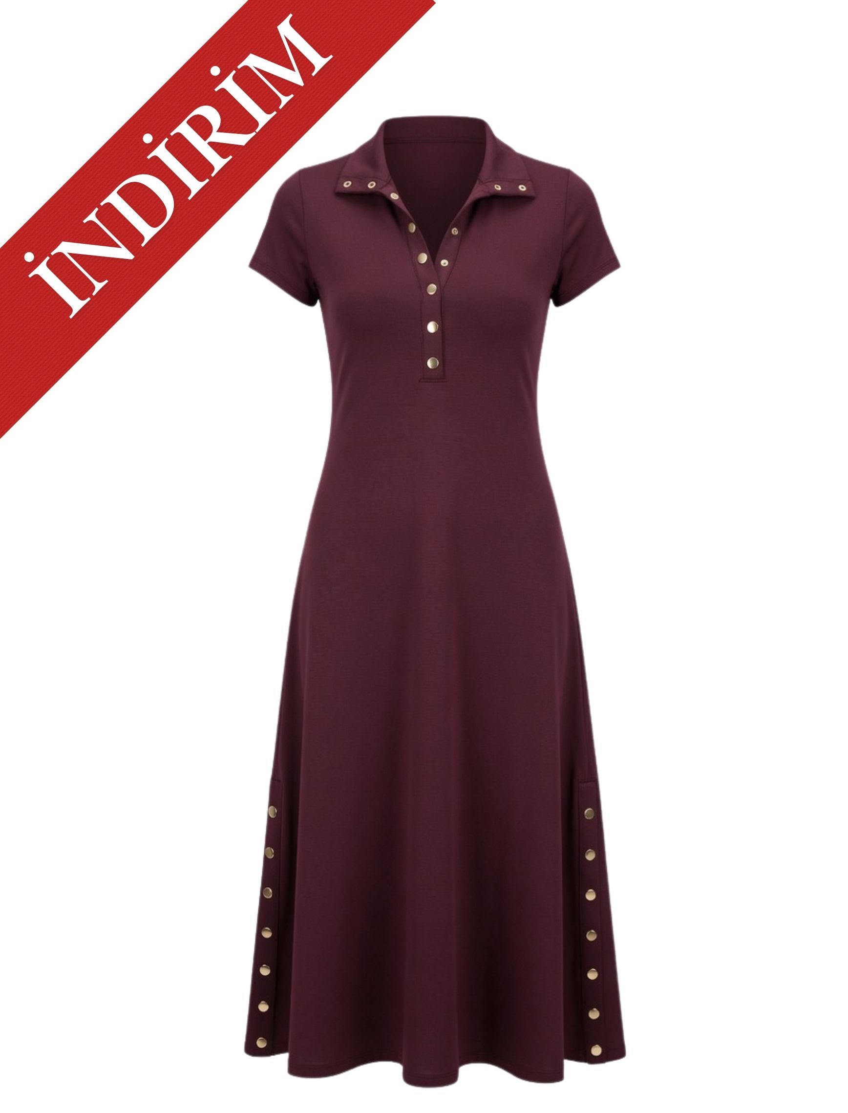 Mürdüm Çıtçıt Kısa Kol Alora Elbise – OUTLET